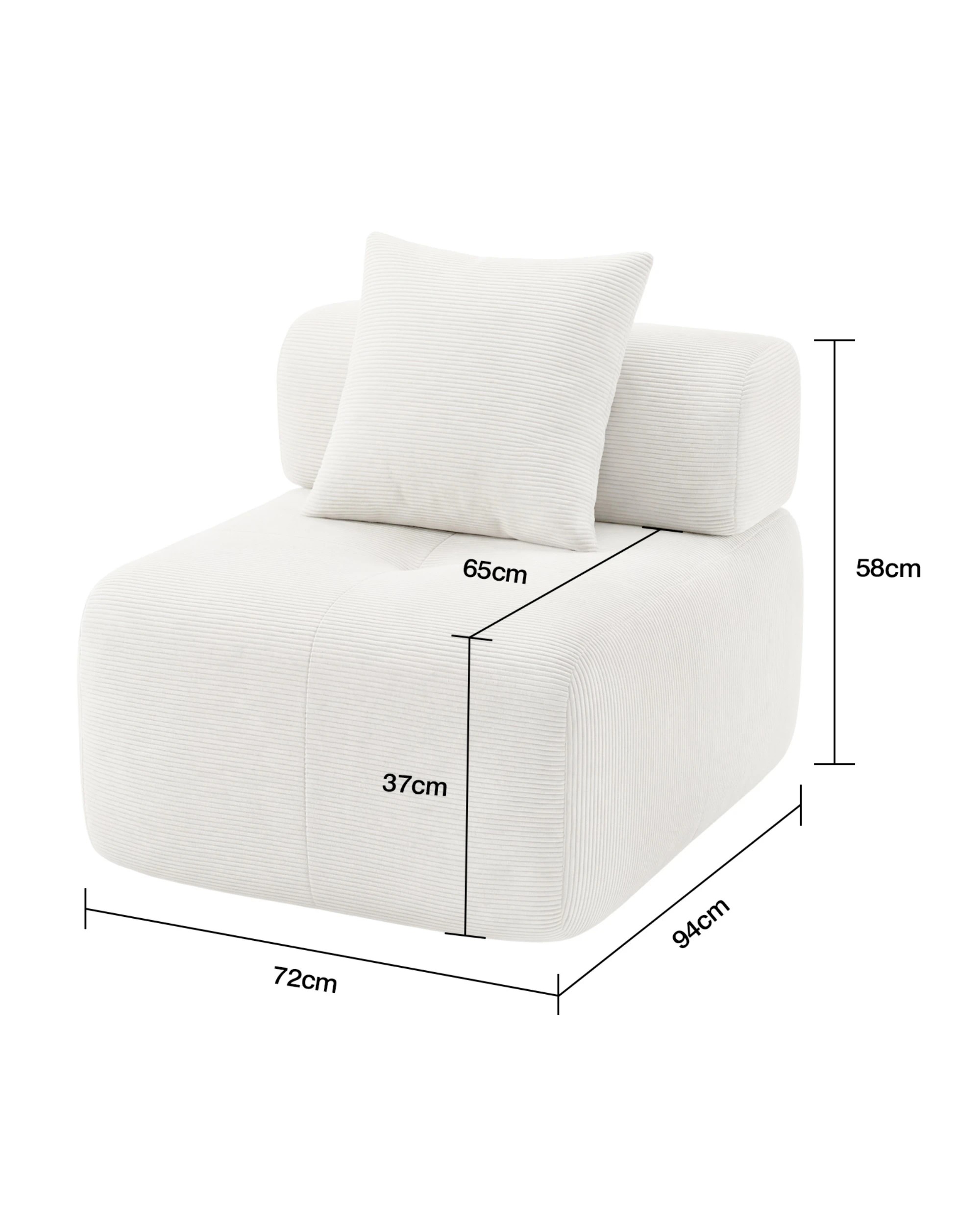 2 Advwin Armless Corduroy Fabric Modular Sponge Cloud Sofa Chair - Beige, 2 of 4