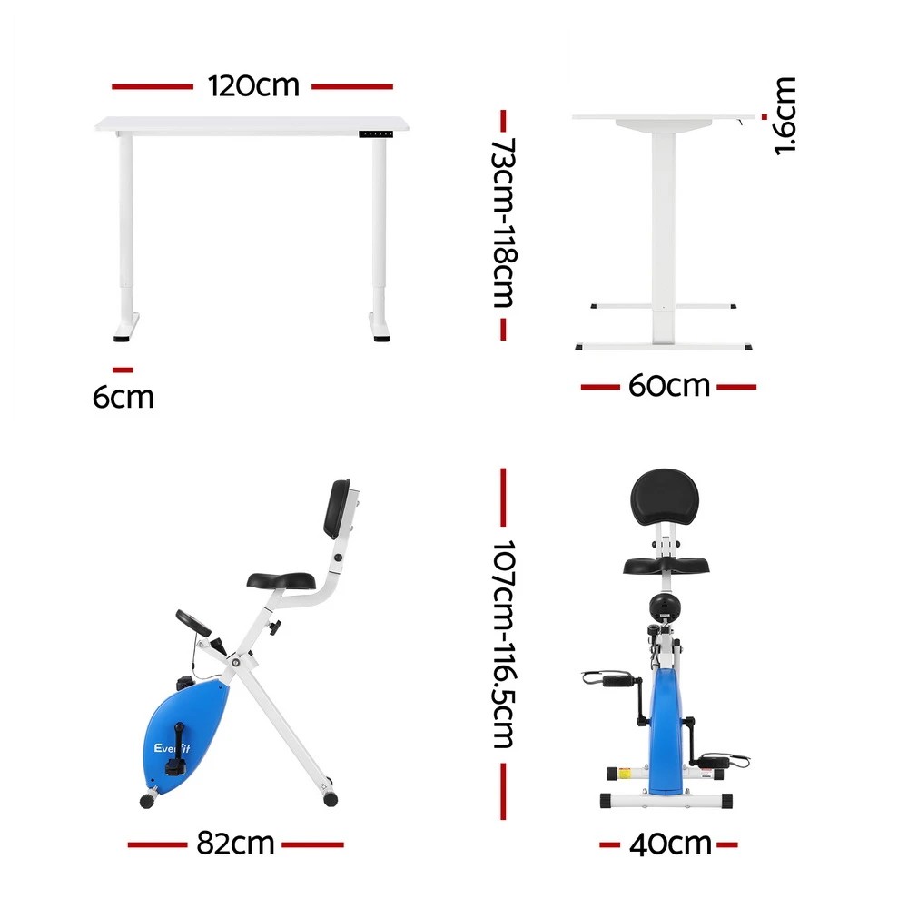 2 Artiss Under Desk Exercise Bike with 120cm Automatic Standing Desk Magnetic - Multi, 2 of 7