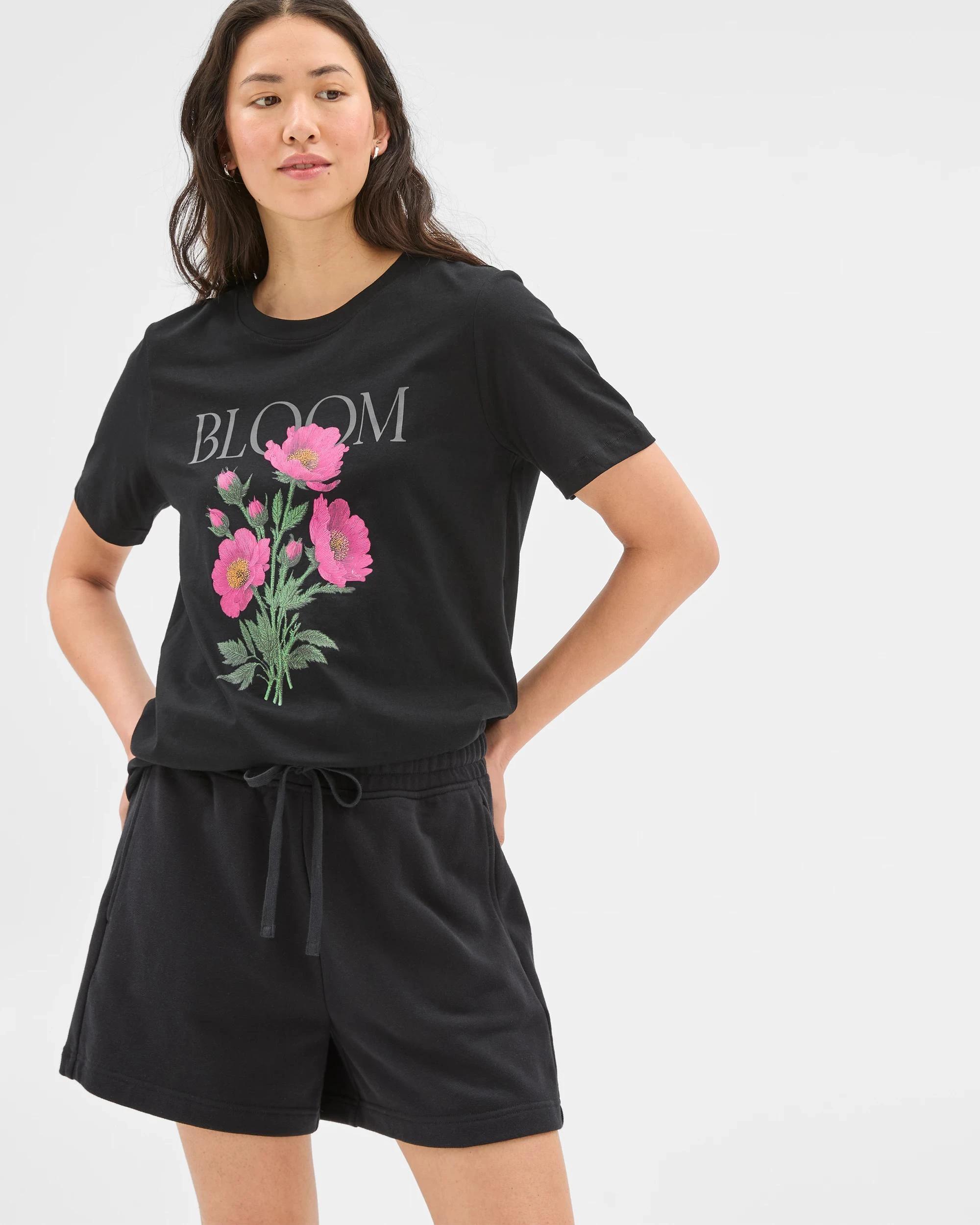 1 Target Australian Cotton Print T-Shirt BLACK BLOOM FLORAL, 1 of 6