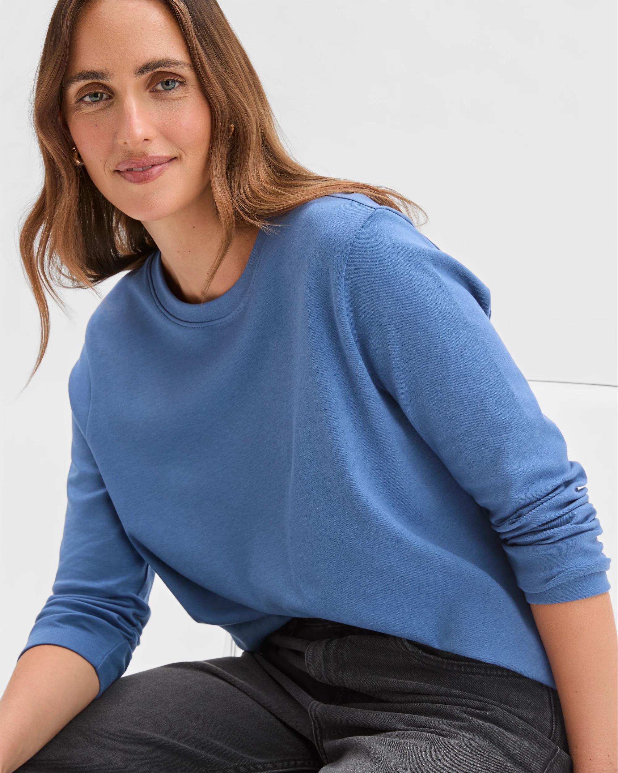 6 Target Woman Australian Cotton Classic Long Sleeve Crew Neck T-Shirt BLUE JAY, 6 of 6