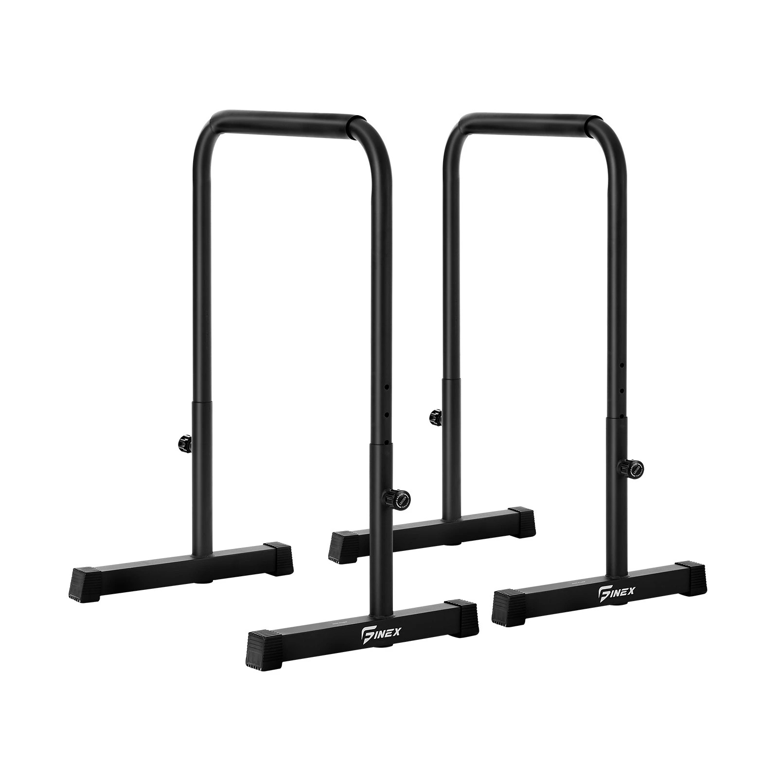 1 Finex Parallel Dip Bar Station Adjustable Dip Stand Station Push Up - Black, 1 of 8