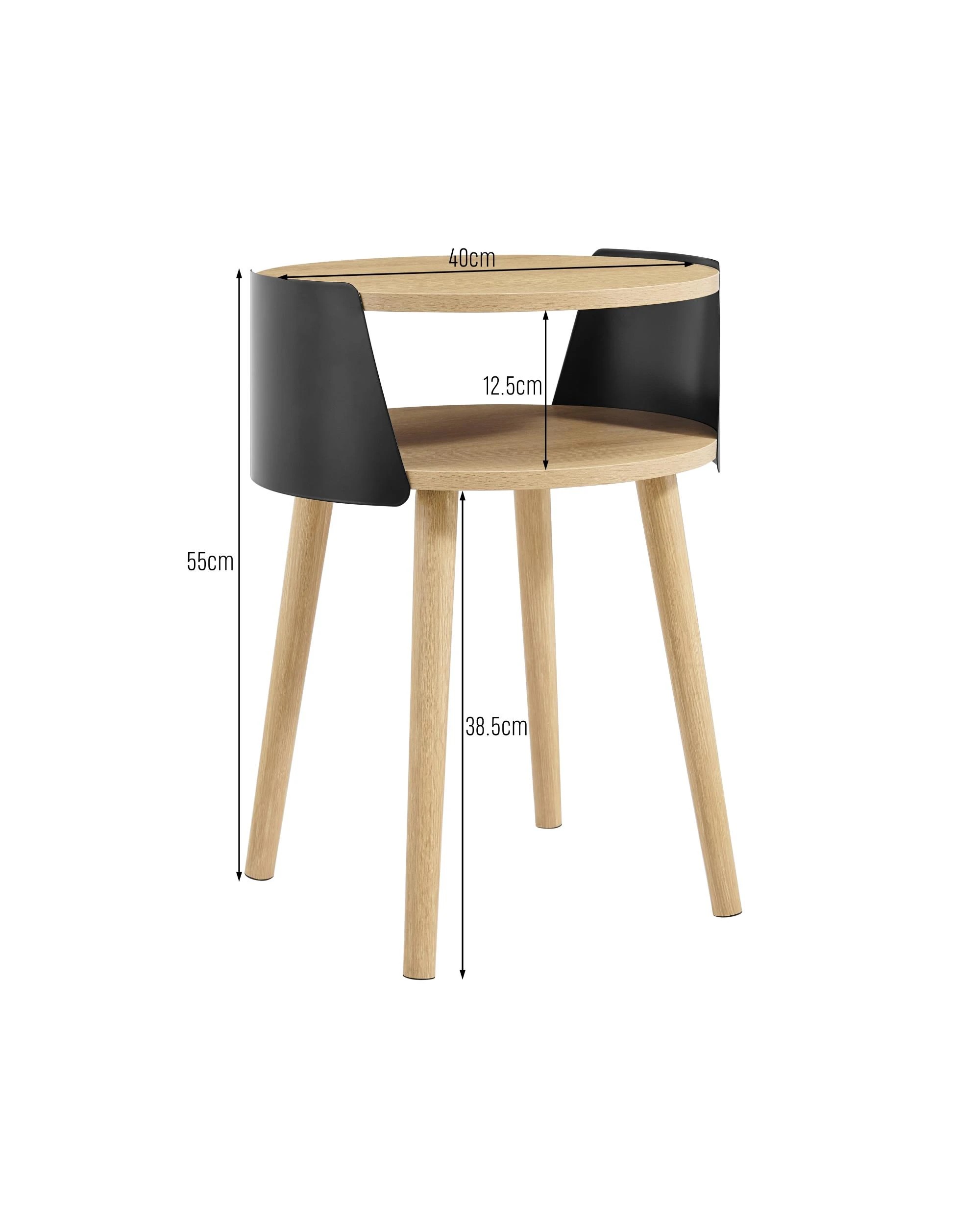 9 Kodu Side Table Bedside Shelf Round - Black, 9 of 9