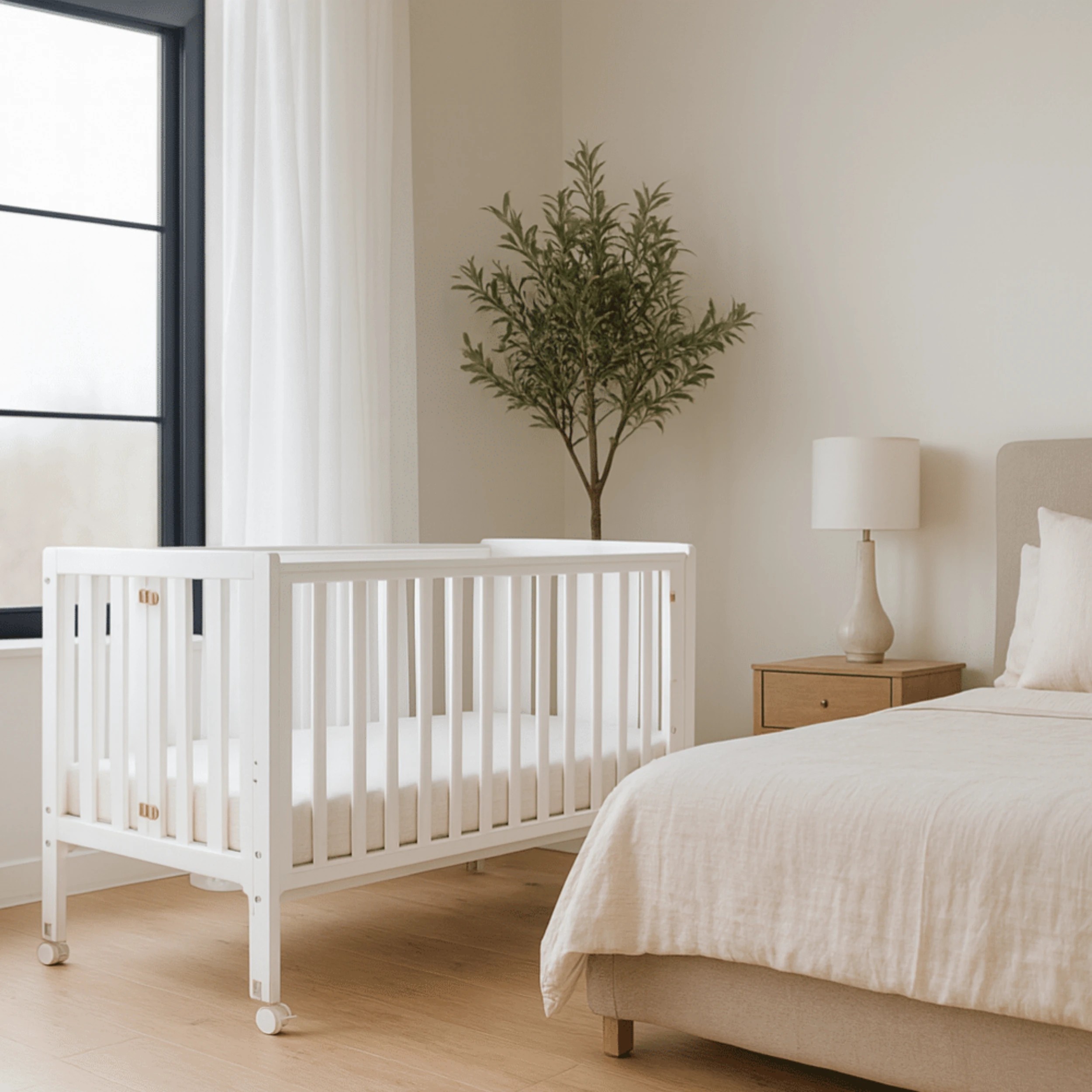 2 Babyhood Fold N Go Timber Cot - White, 2 of 5