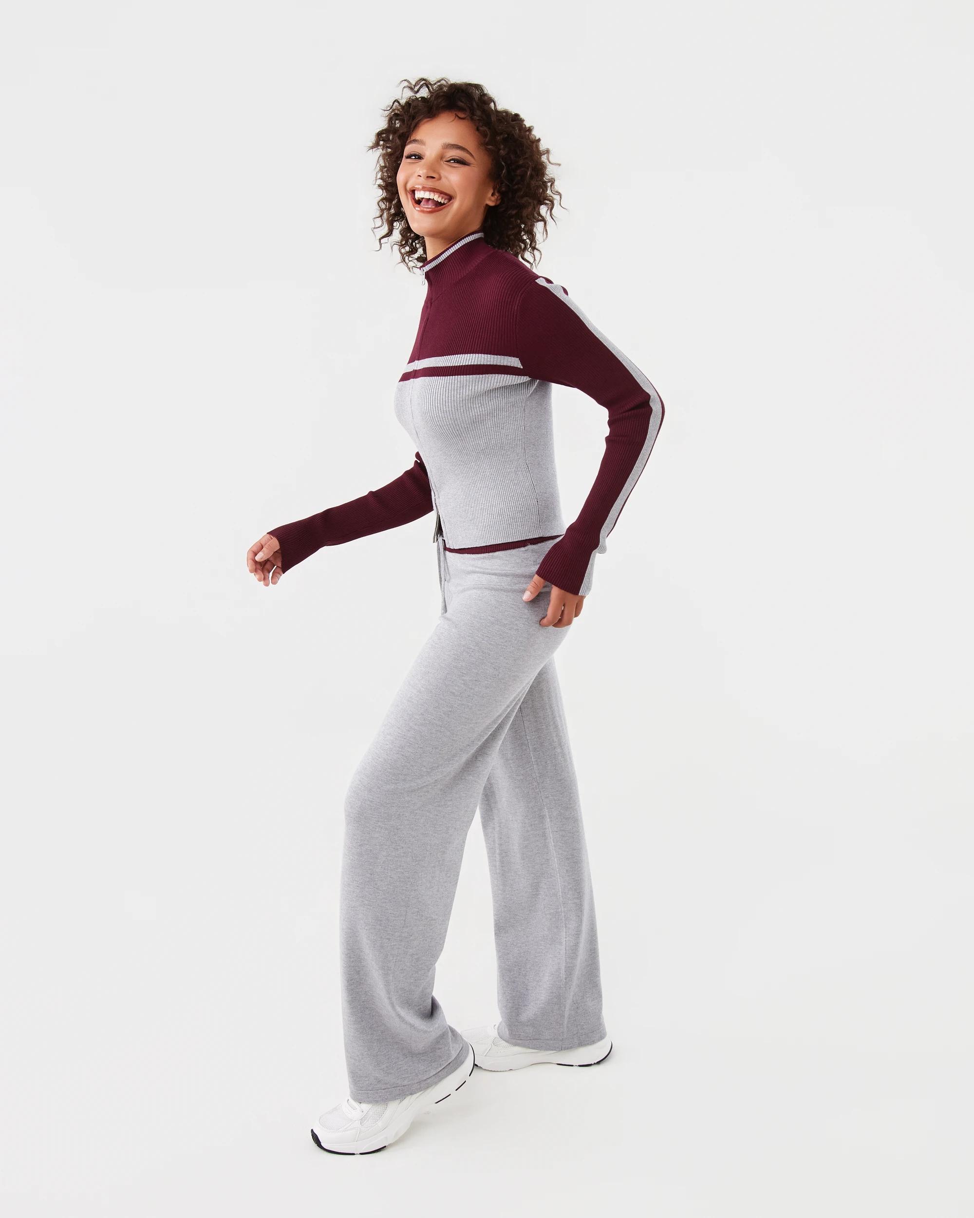 3 True Knit Stripe Tie Up Pants Grey Marle, 3 of 9