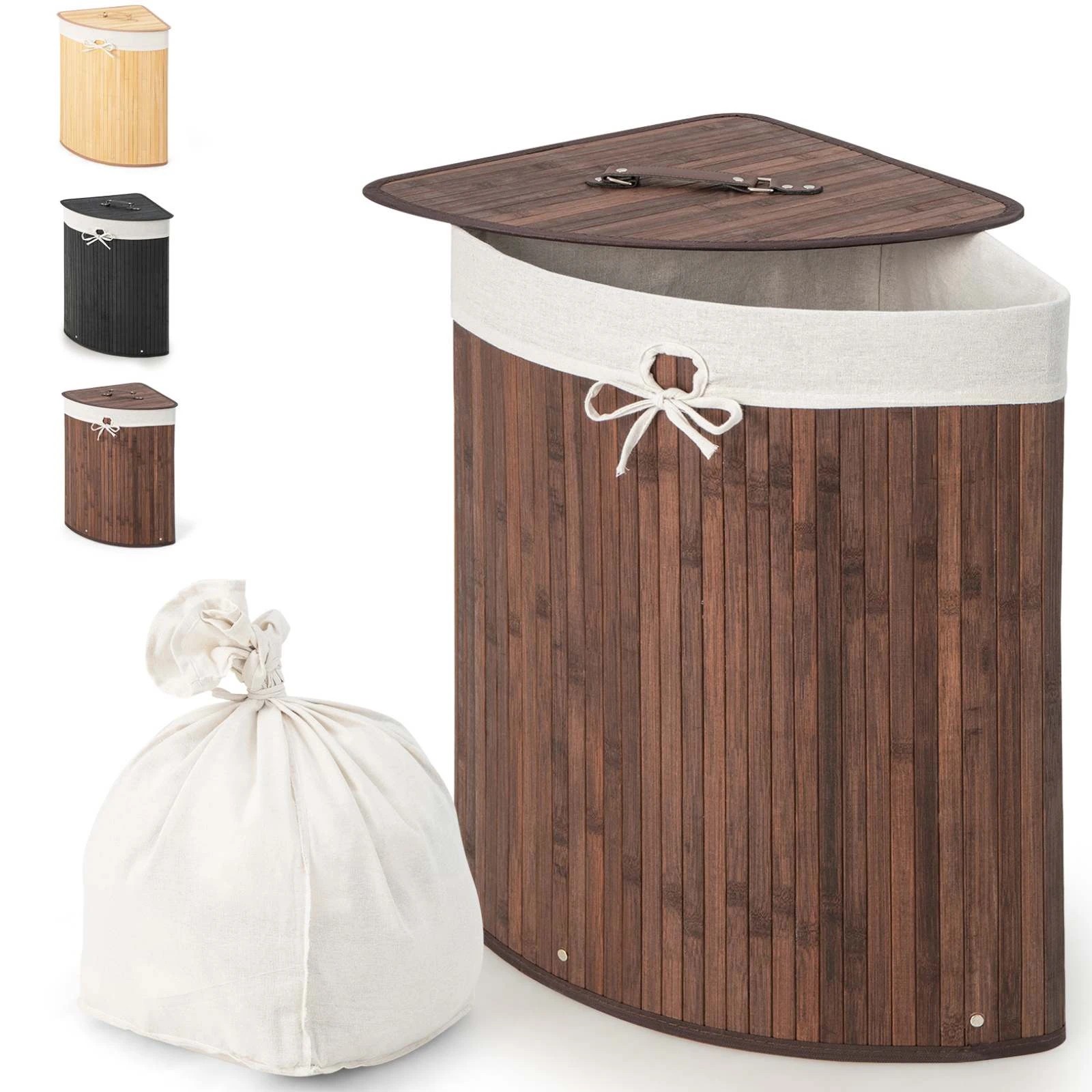 1 Costway 72L Bamboo Laundry Basket Hamper, 1 of 1