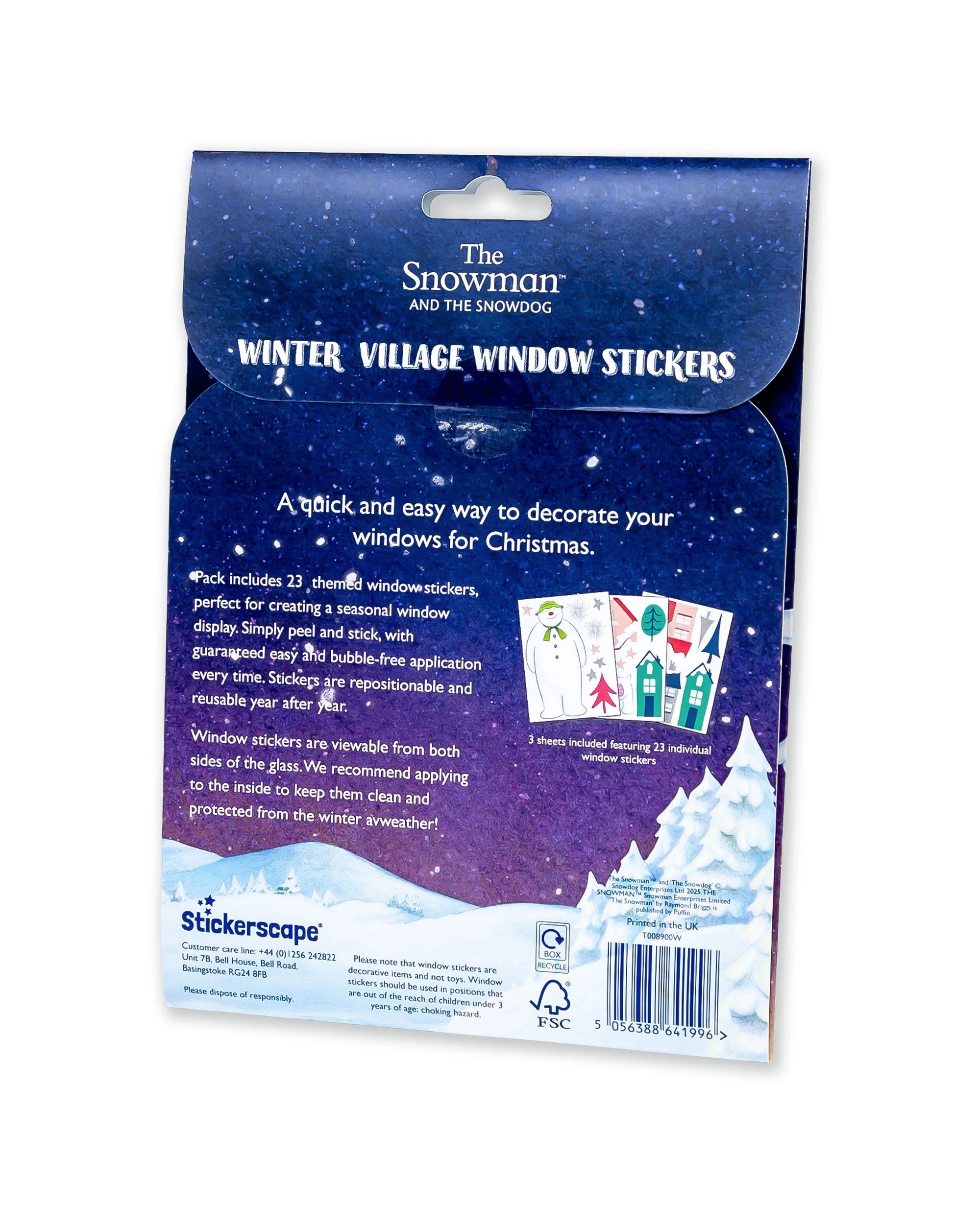 2 Stickerscape A5 The Snowman Winter Village Reusable Playroom Window Stickers, 2 of 4