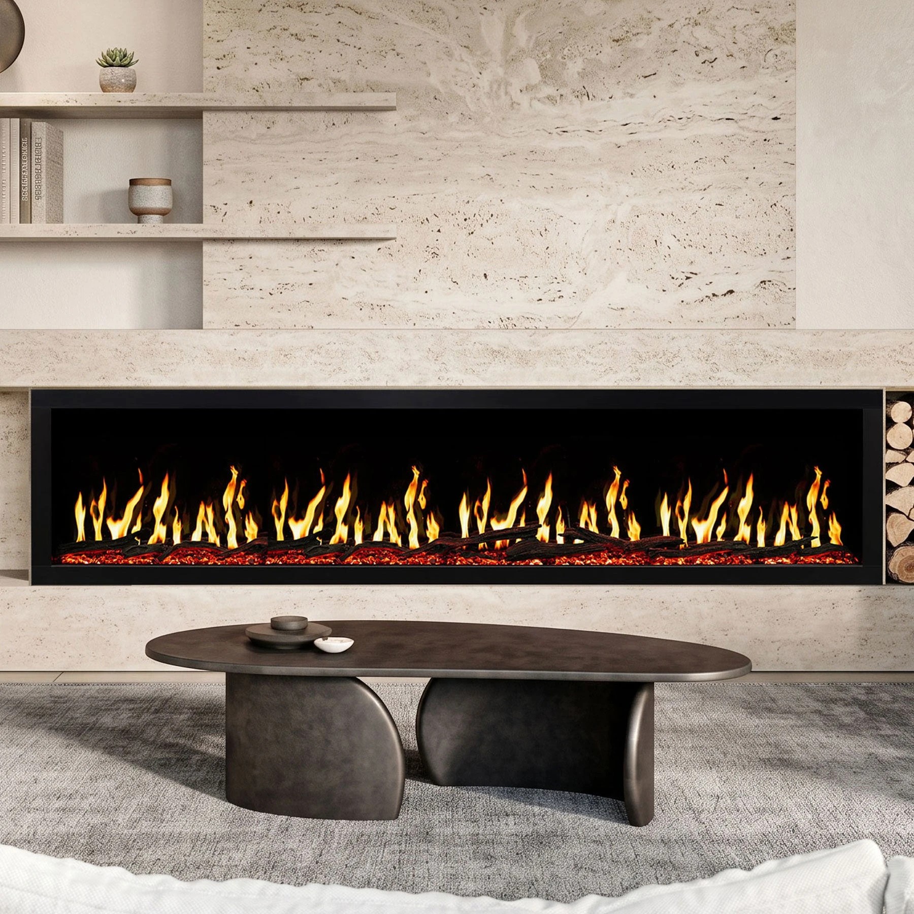2 Moda Living Imperial 88 Inch LCD Electric Fireplace - Black, 2 of 10