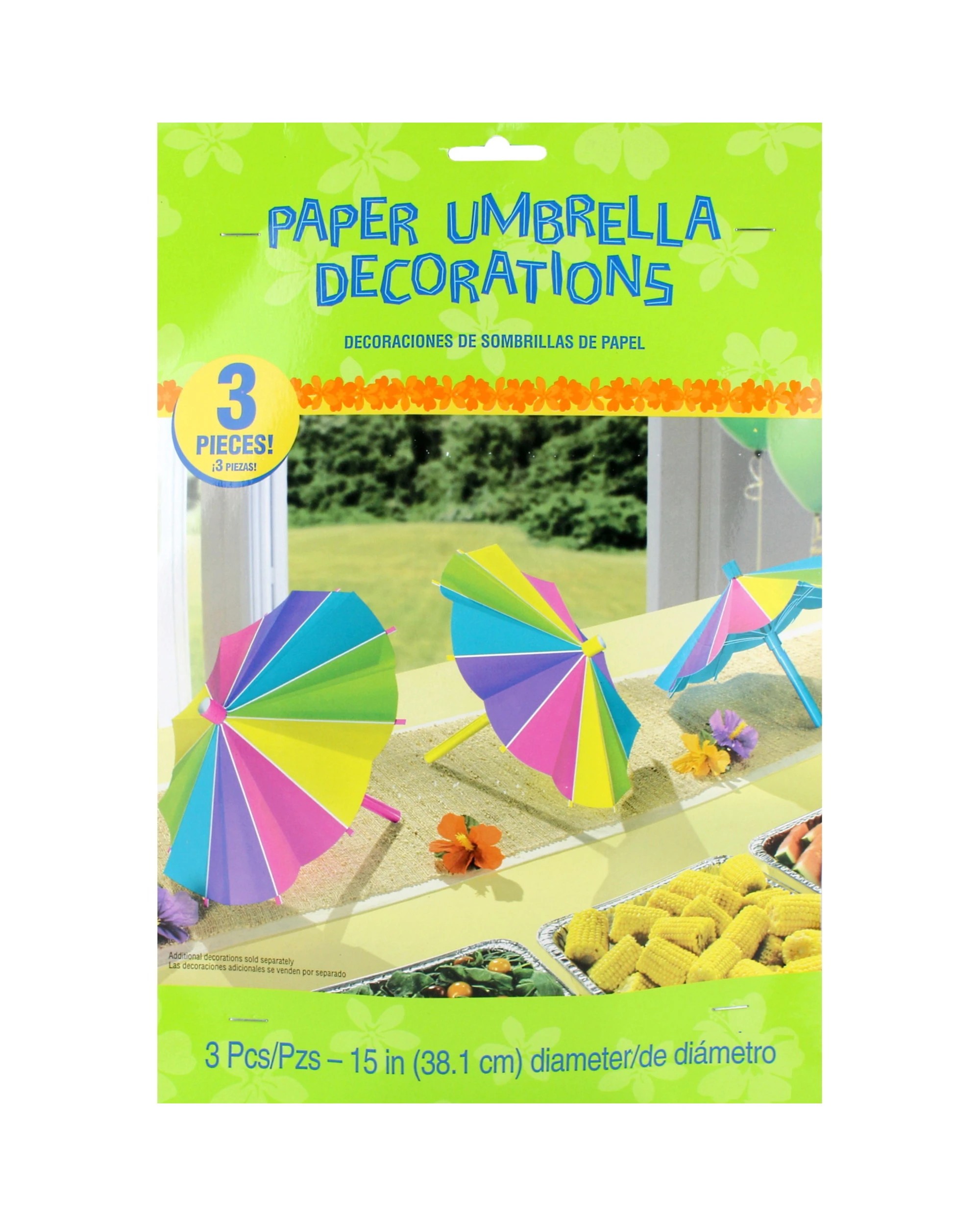 2 Amscan Inc. Luau Rainbow Umbrella Decorations Set of 3, 2 of 2