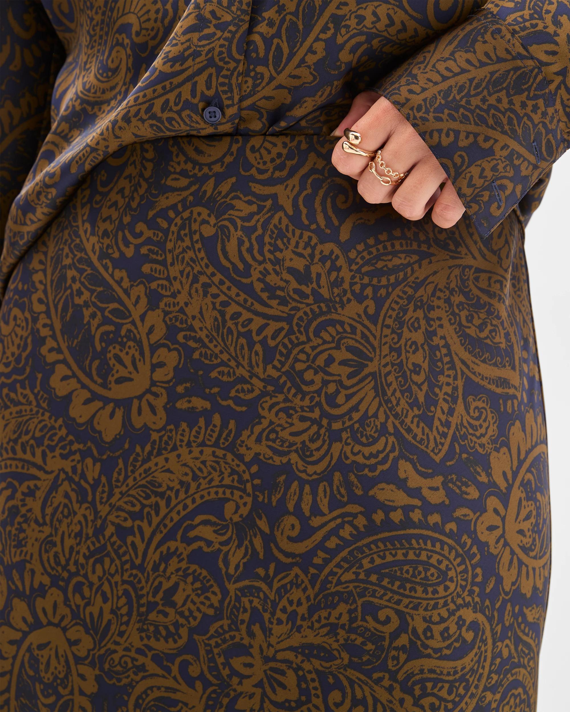 6 Preview Satin Bias Cut Midi Skirt WINTER PAISLEY, 6 of 7