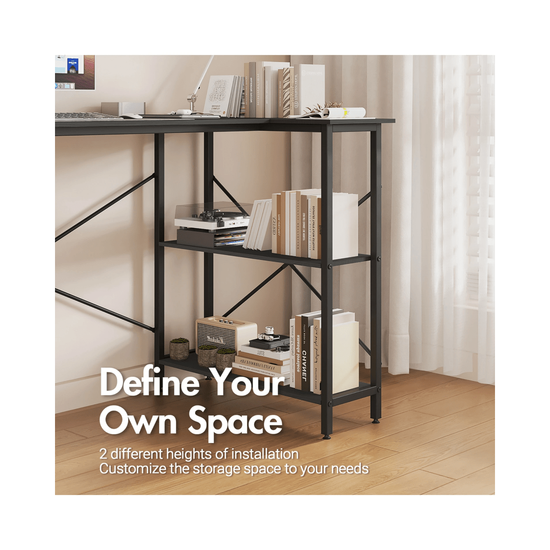 6 Advwin L Shaped Computer Desk With Convertible Storage Shelves Corner Desk Black, 6 of 9