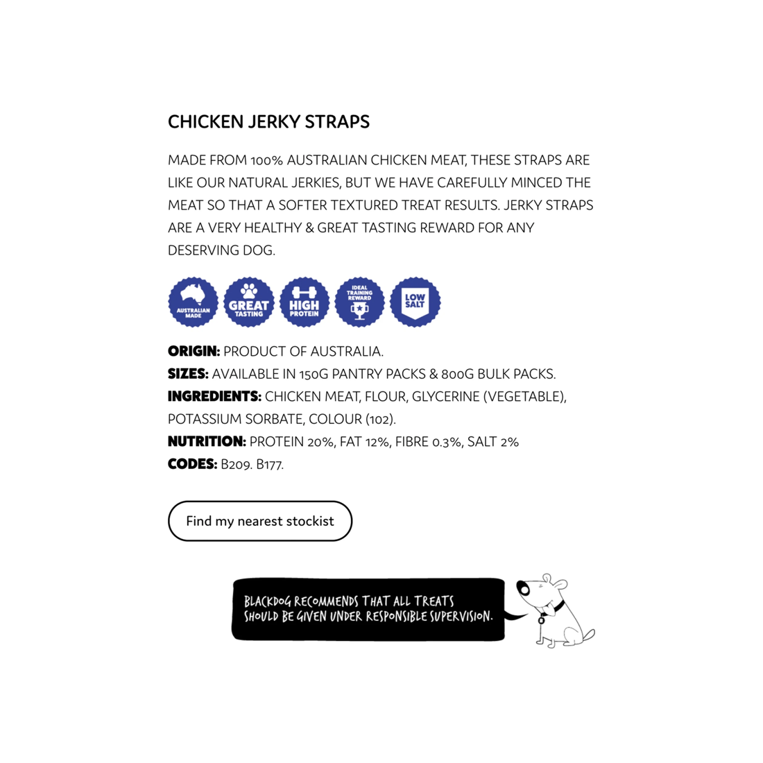 2 Blackdog 150g Chicken Jerky Straps Healthy Dog Treats Naturally Good Pets Food
 - Brown, 2 of 2