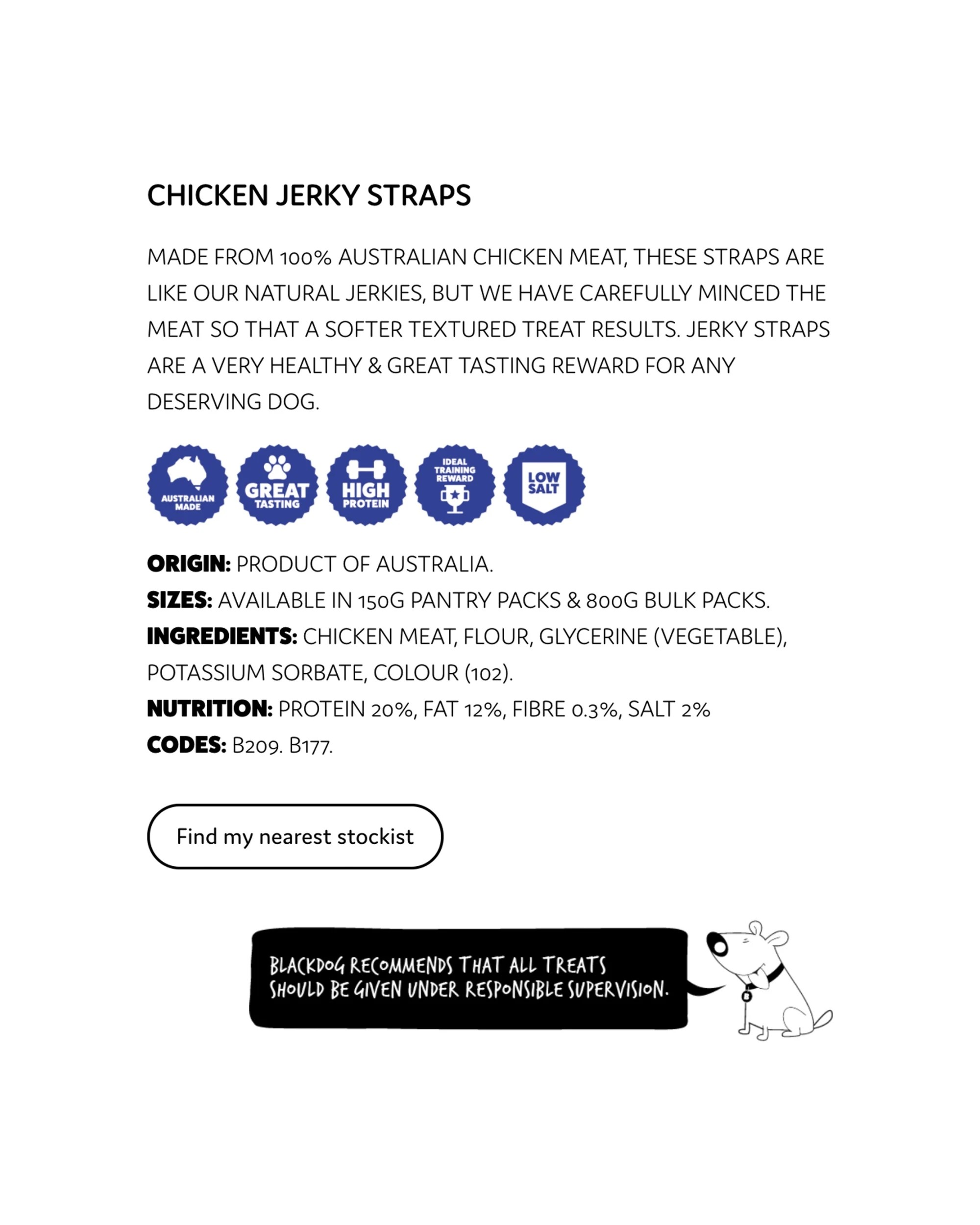 2 Blackdog 150g Chicken Jerky Straps Healthy Dog Treats Naturally Good Pets Food
 - Brown, 2 of 2