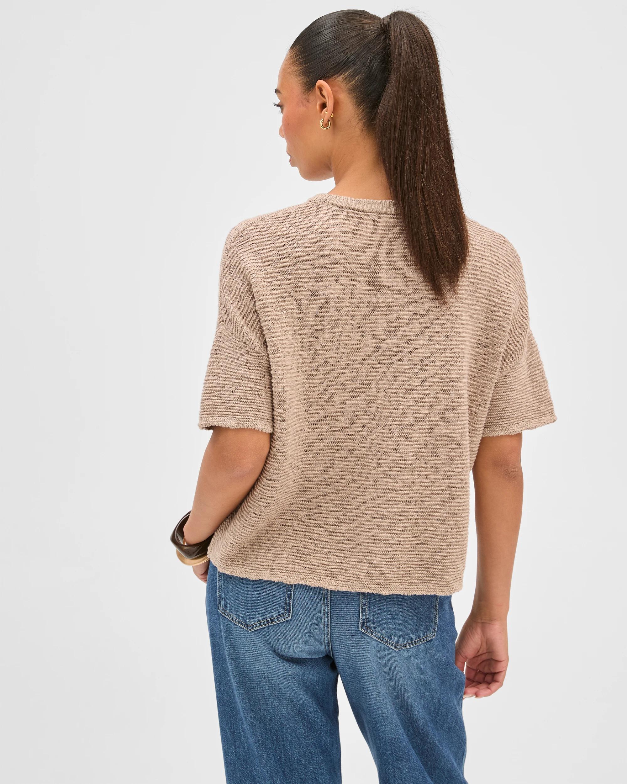 7 Target Woman Australian Cotton Slub Detail Knit T-Shirt PARCHMENT, 7 of 7