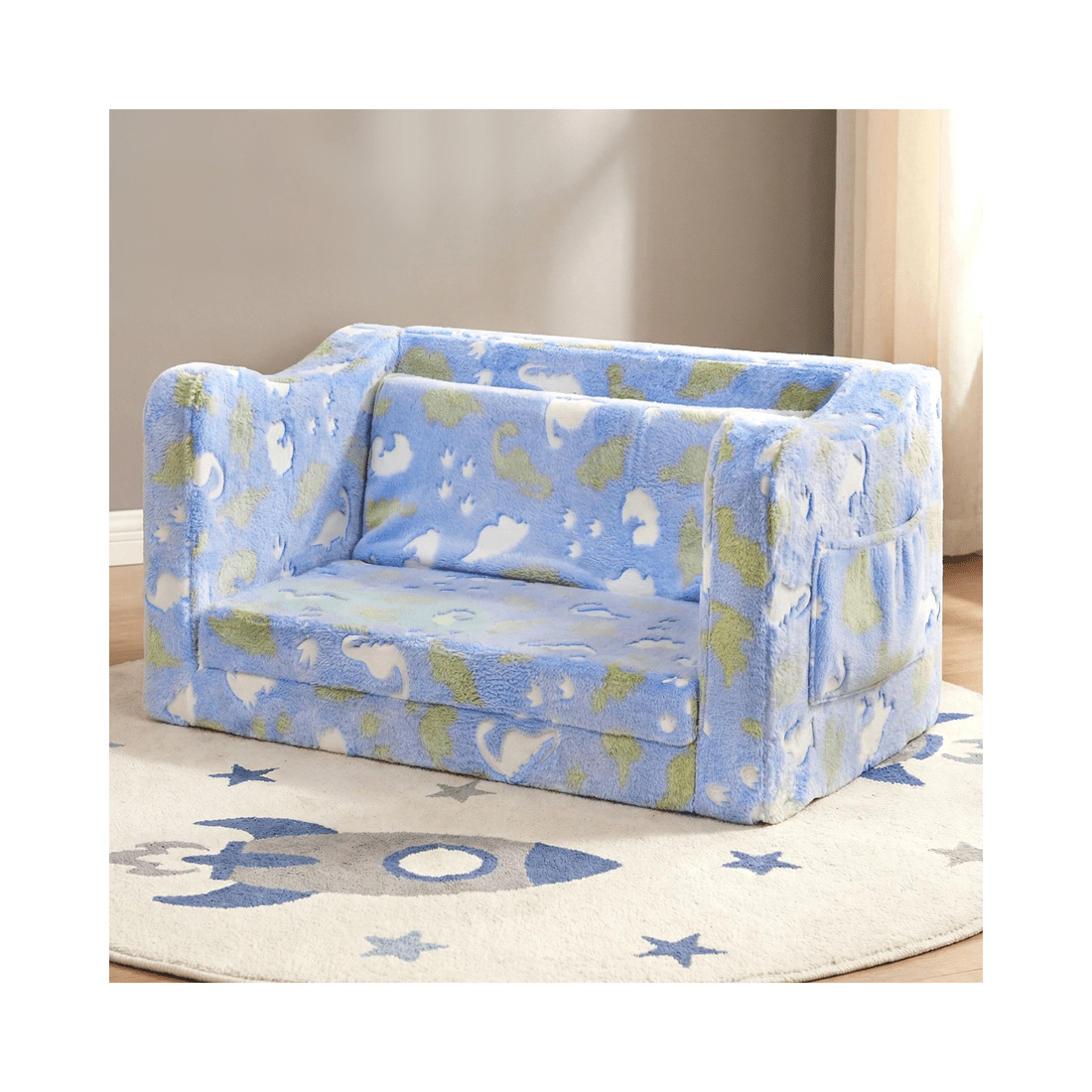 3 Advwin 2-in-1 Kids Flip Open Sofa Couch Foldable Bed, 3 of 8