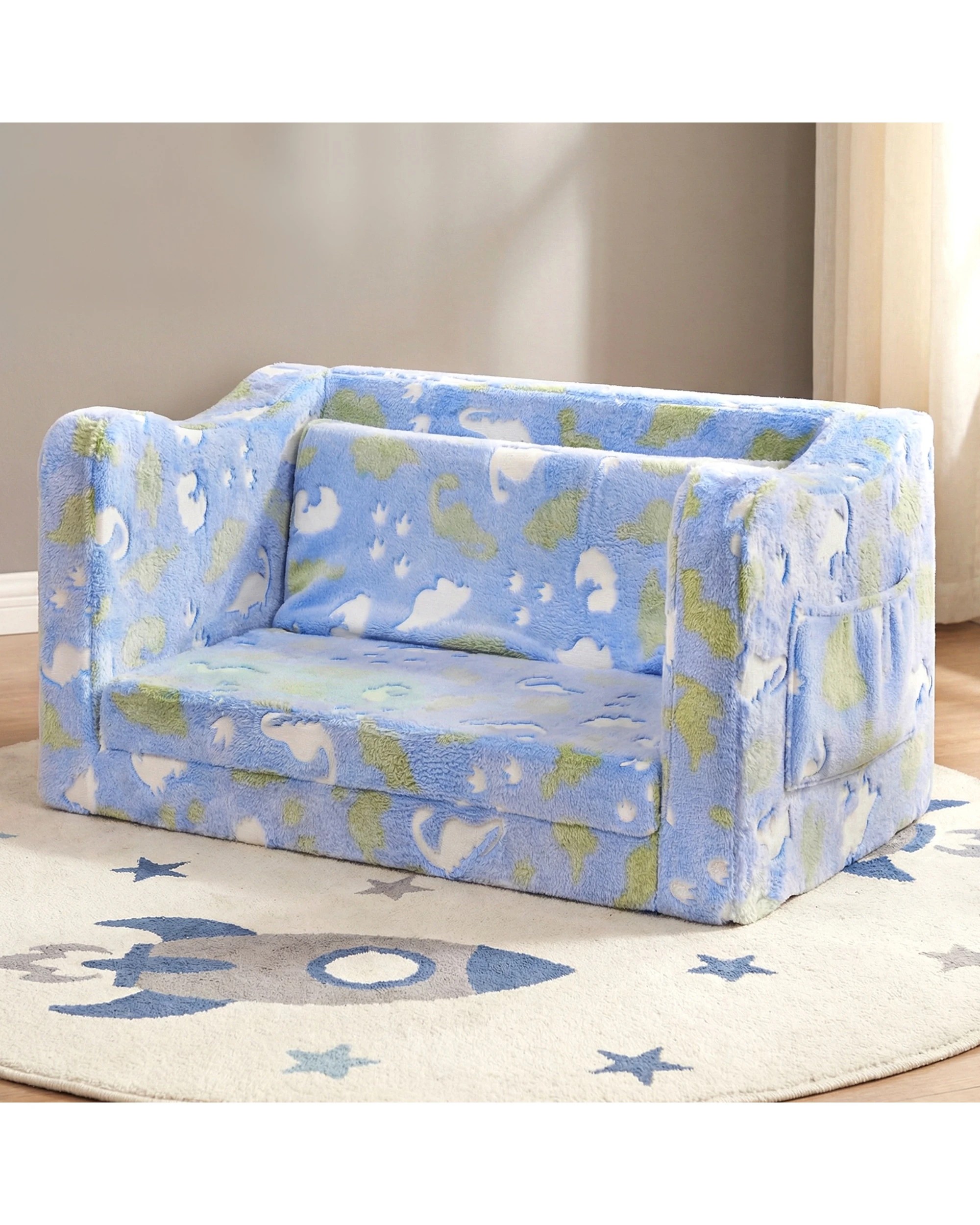 3 Advwin 2-in-1 Kids Flip Open Sofa Couch Foldable Bed, 3 of 8