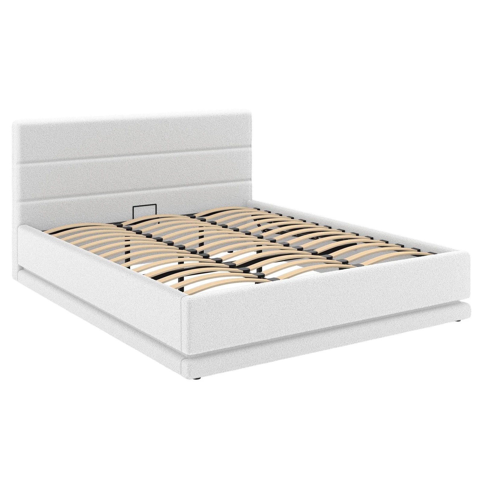 7 Alfordson Bed Frame King Size Platform RGB LED Gas Lift Base Storage Boucle - White, 7 of 10