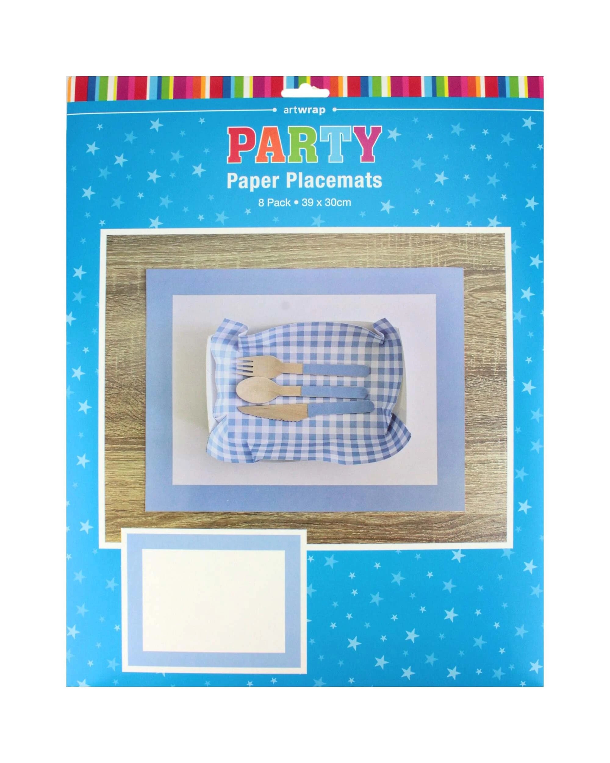 5 Artwrap and White Paper Placemats Pack of 8 - Blue, 5 of 5