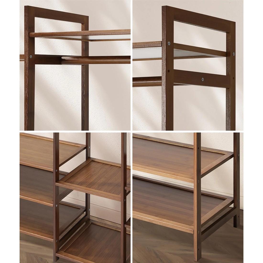 4 Oikiture Clothes Rack Open Wardrobe Garment Coat Hanging Rail Bamboo 13 Shelves
 - Natural, 4 of 10