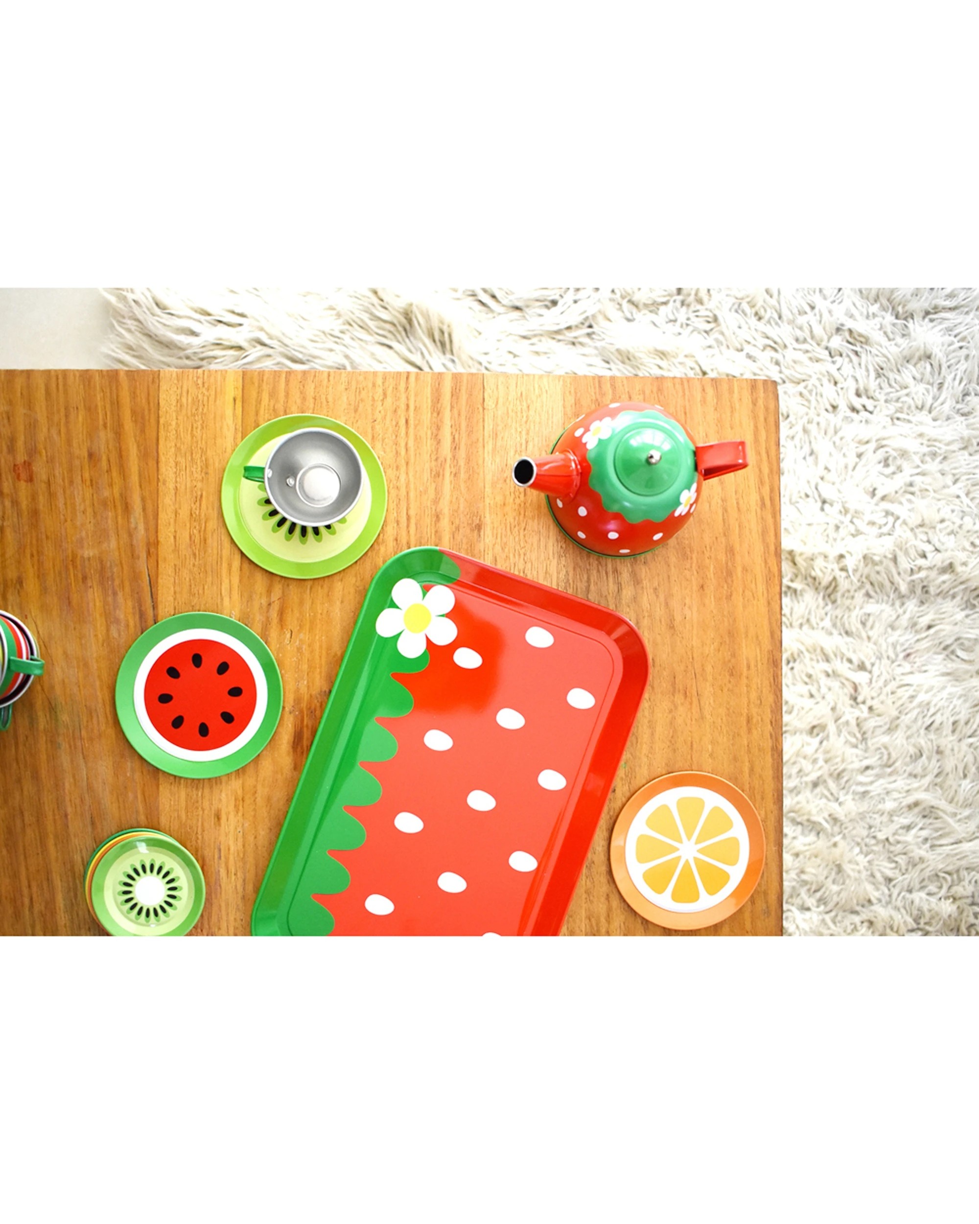 8 Kaper Kidz 15pc Fruit Tin Tea Set Pretend Play Imaginative Play - Multi, 8 of 8