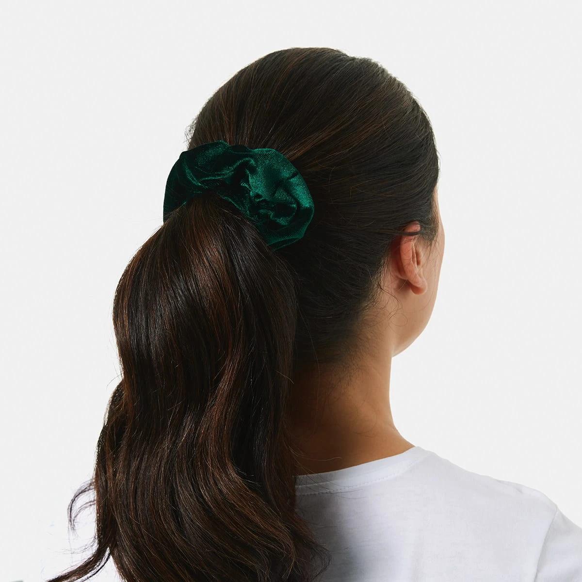 4 3 Pack Textured Hair Scrunchies - Green Green, 4 of 5