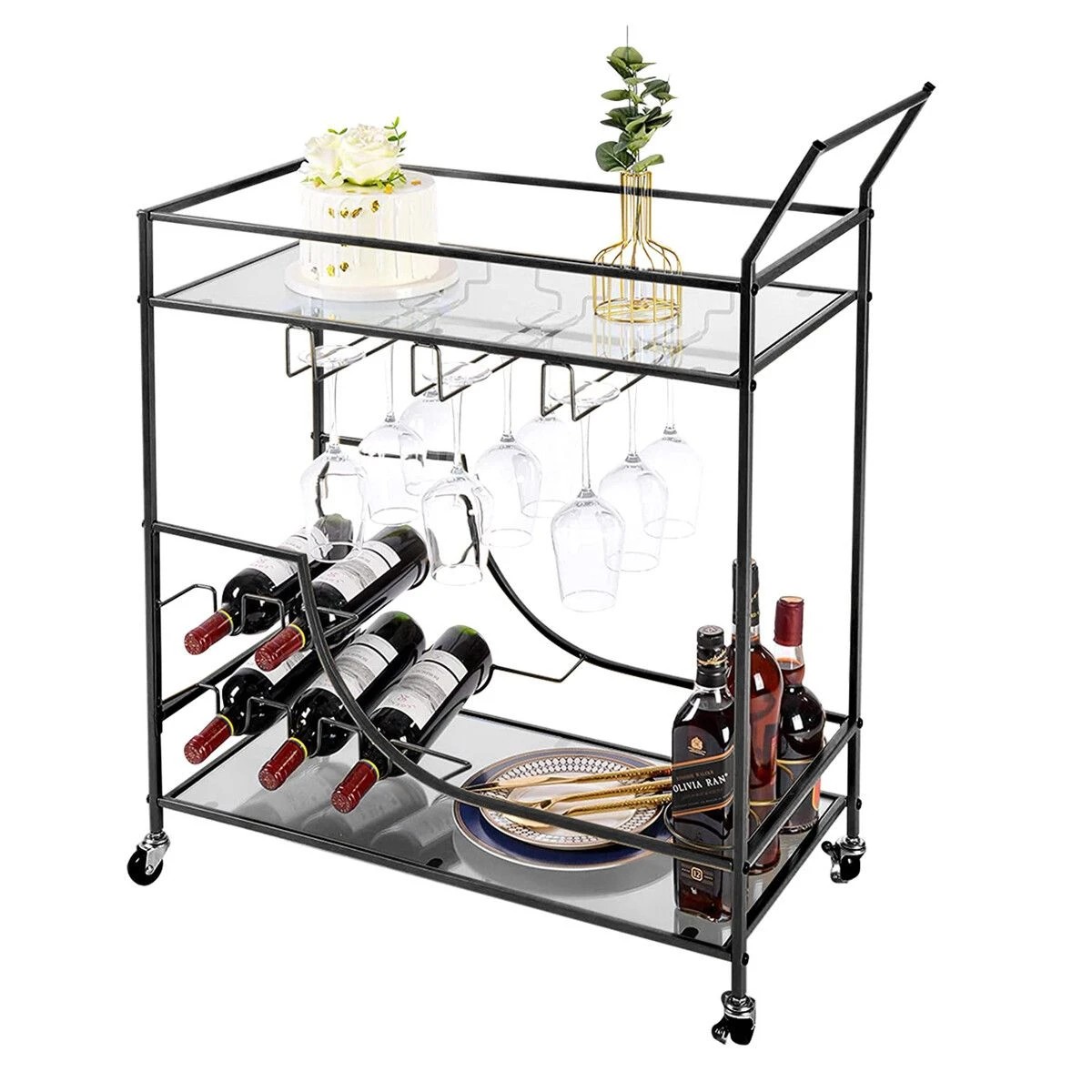 6 Ausway Mobile Bar Cart Drinks Trolley, 6 of 7