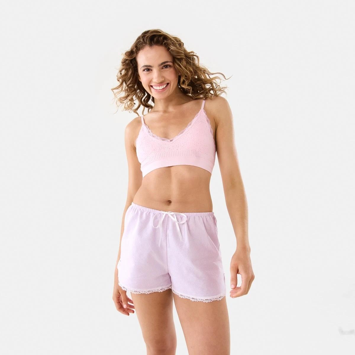 8 Stripe Lace Trim Shorts STRIPE PINK BALLERINA, 8 of 8