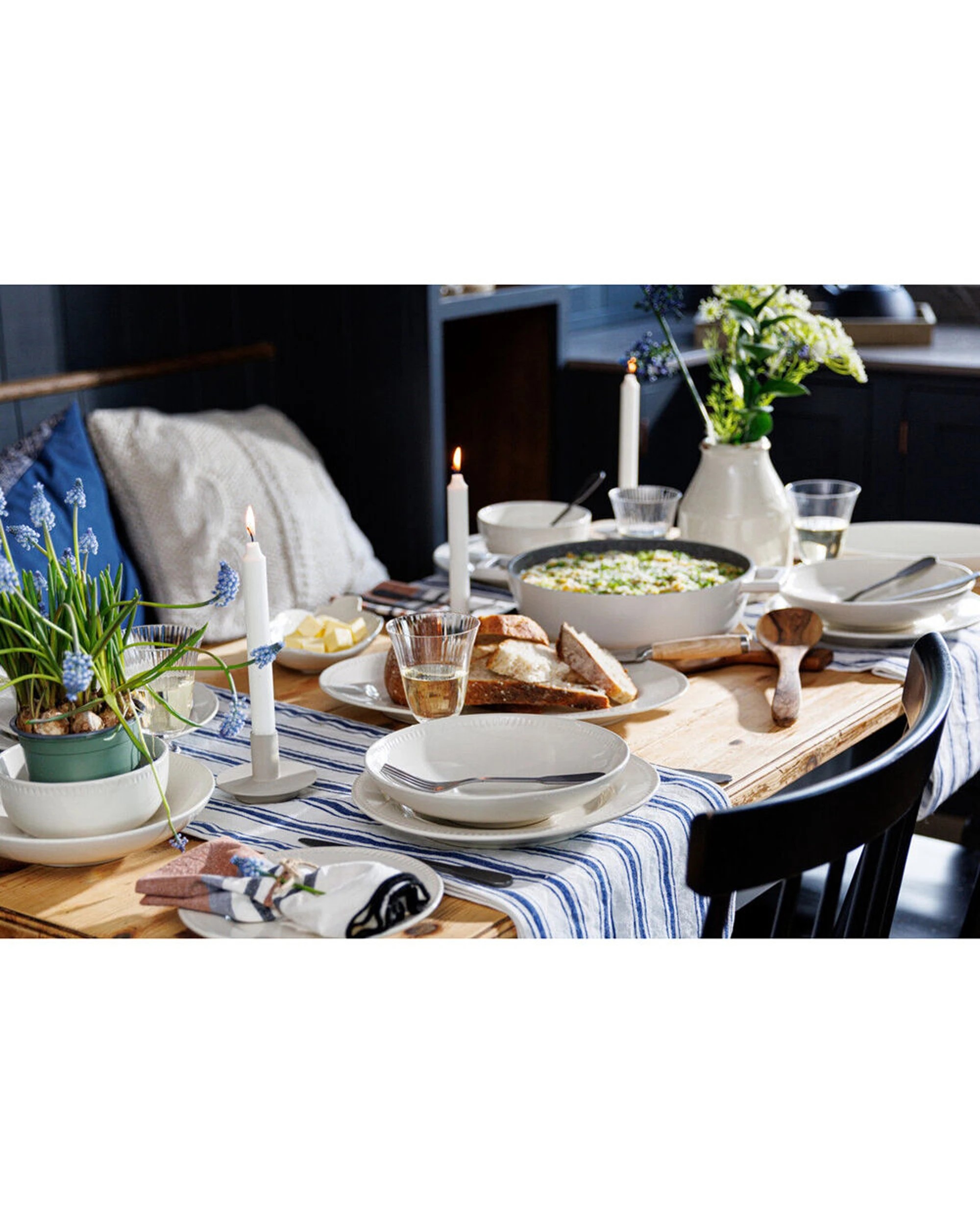 5 Mikasa Stripe Linen-Blend Table Runner 230x34cm Classic Woven Stripe - Blue, 5 of 6