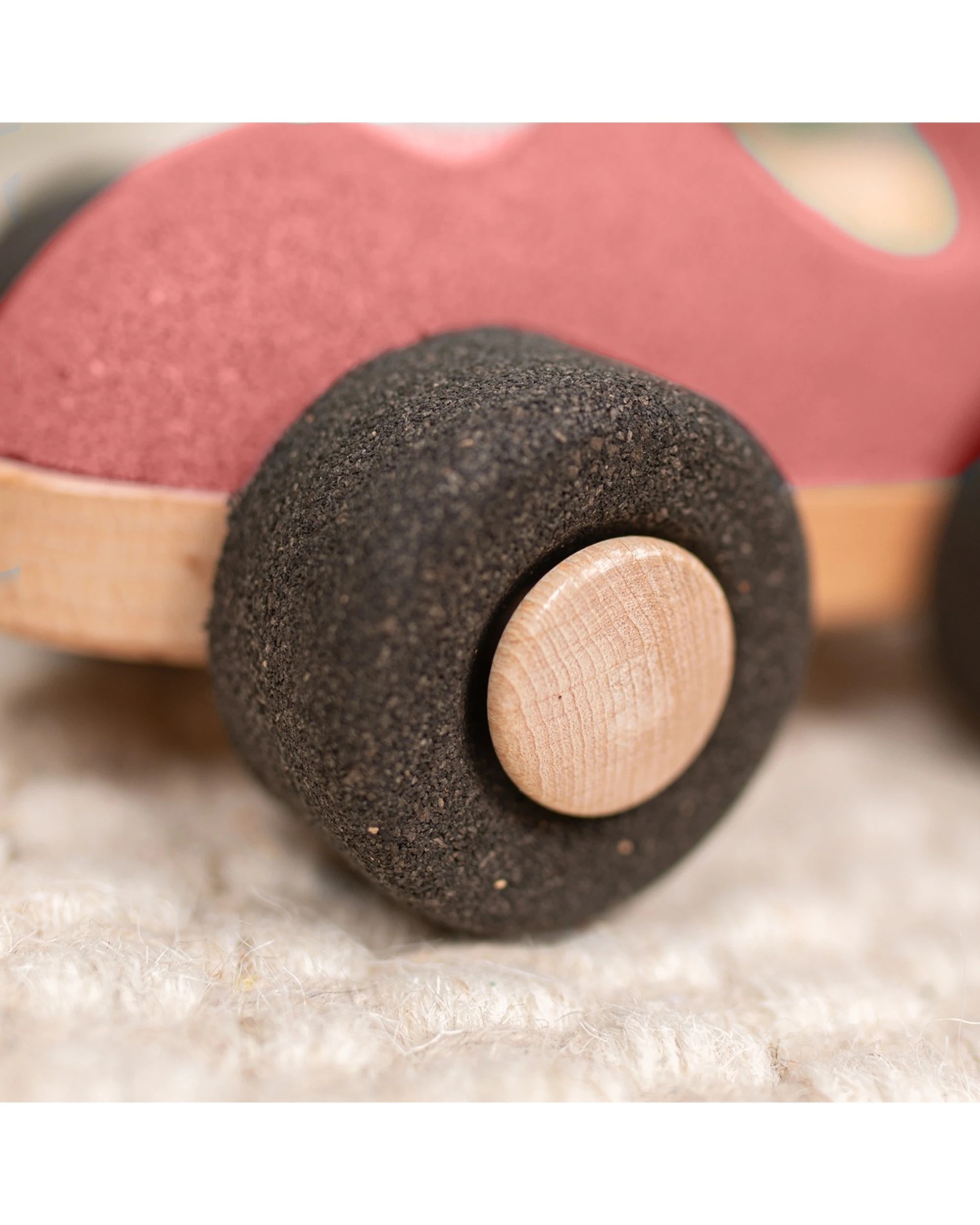 5 Korko E-Cork Racer Push Car Wooden Toy Figure Coordination - Red, 5 of 5