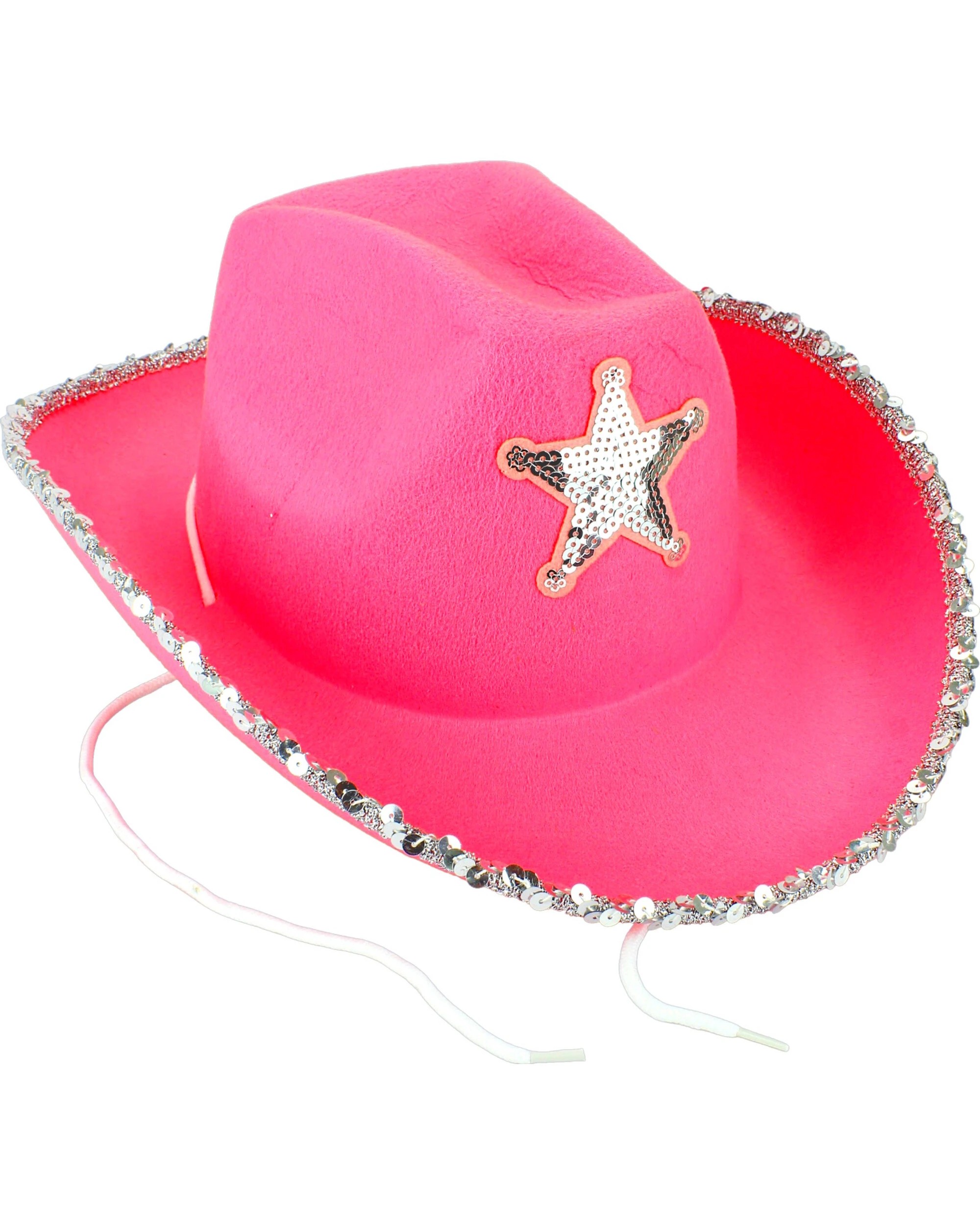 1 Partyrama Pink Cowboy Star Hat With Silver Sequins, 1 of 1