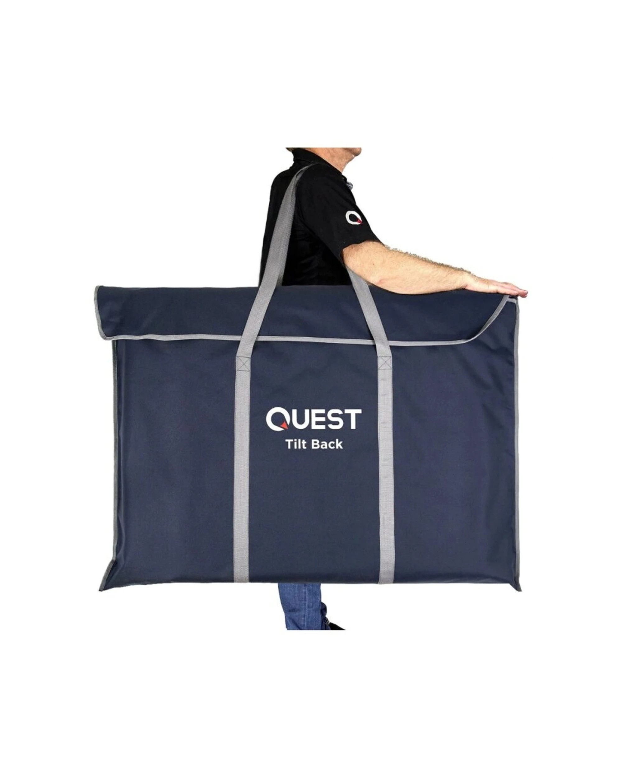 8 Quest Outdoors Flat Fold Camping Bed Tilt Back Steel Frame 150 kg Capacity - Blue, 8 of 8