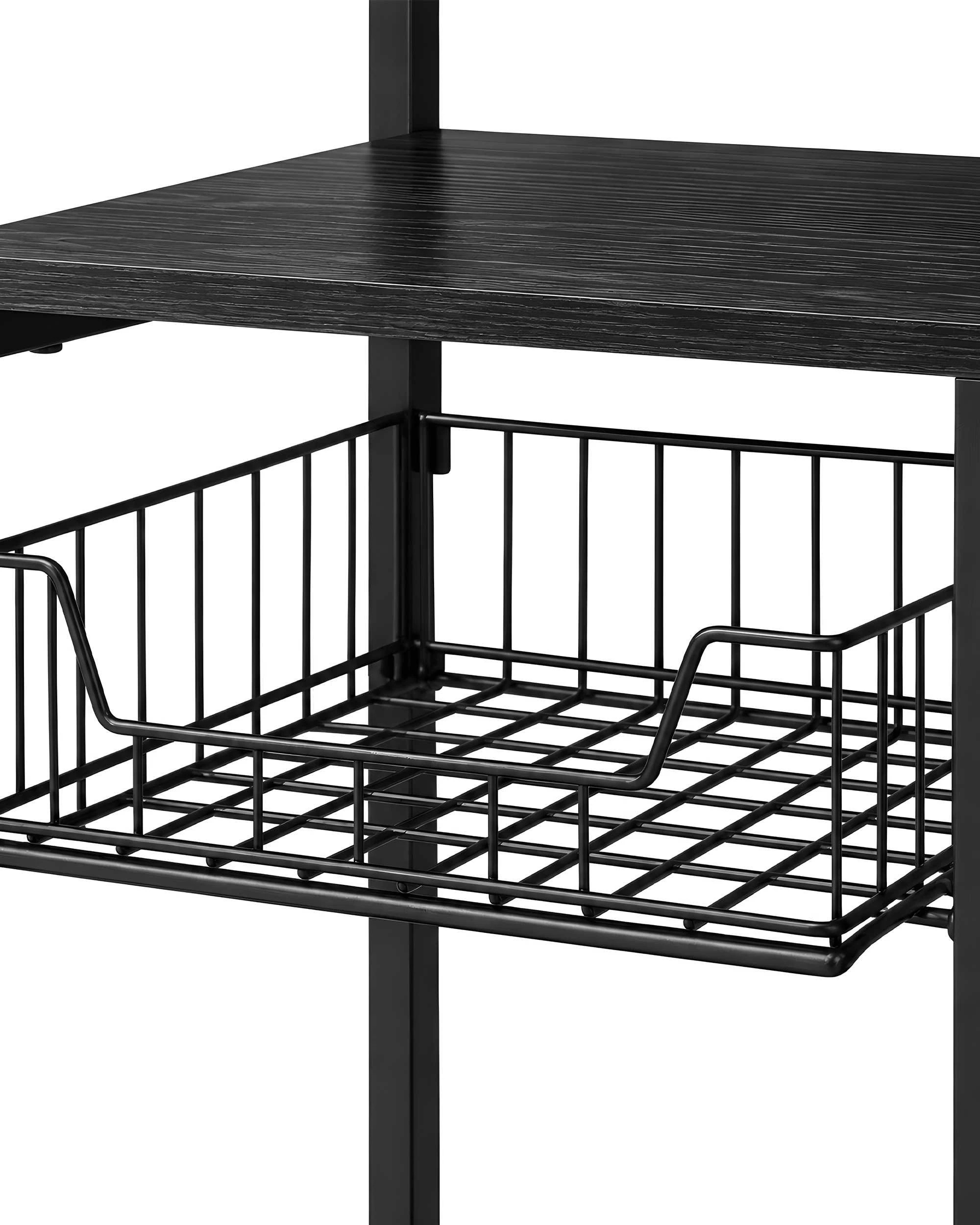 6 ZUNI Kitchen Bakers Rack Multi-Purpose Shelf Coffee Bar Table w/ Power outlets - Black, 6 of 10