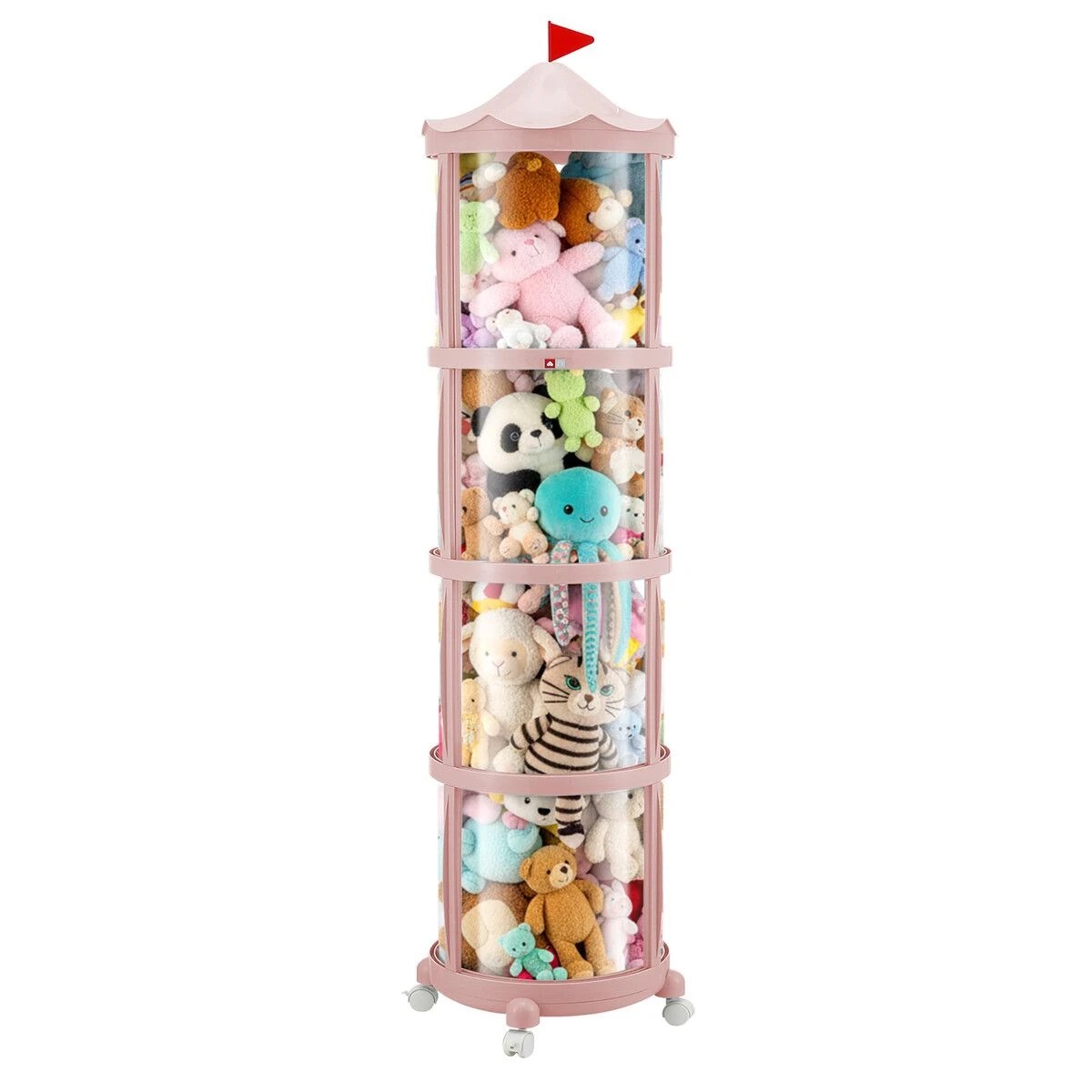 2 Ausway Kids Toys Storage Tube Box Stuffed Animal Zoo Plush Soft Doll Organiser Playroom Display Cabinet Holder Container, 2 of 7