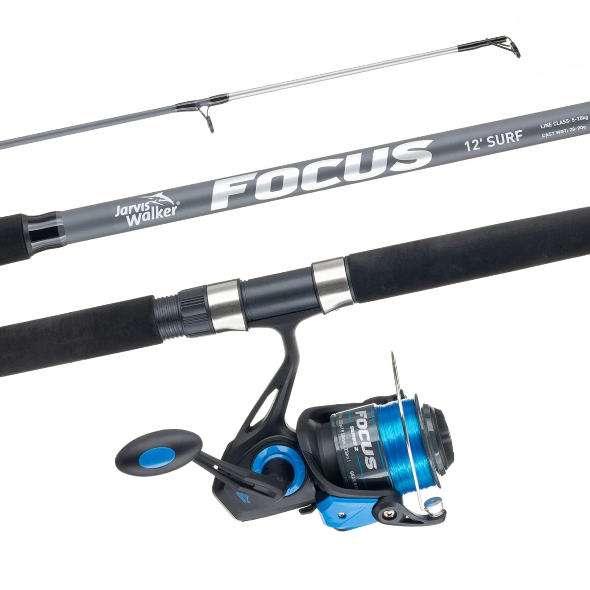 1 Jarvis Walker Focus Series 2 Surf Combo - 12ft., Black and Blue, 1 of 6