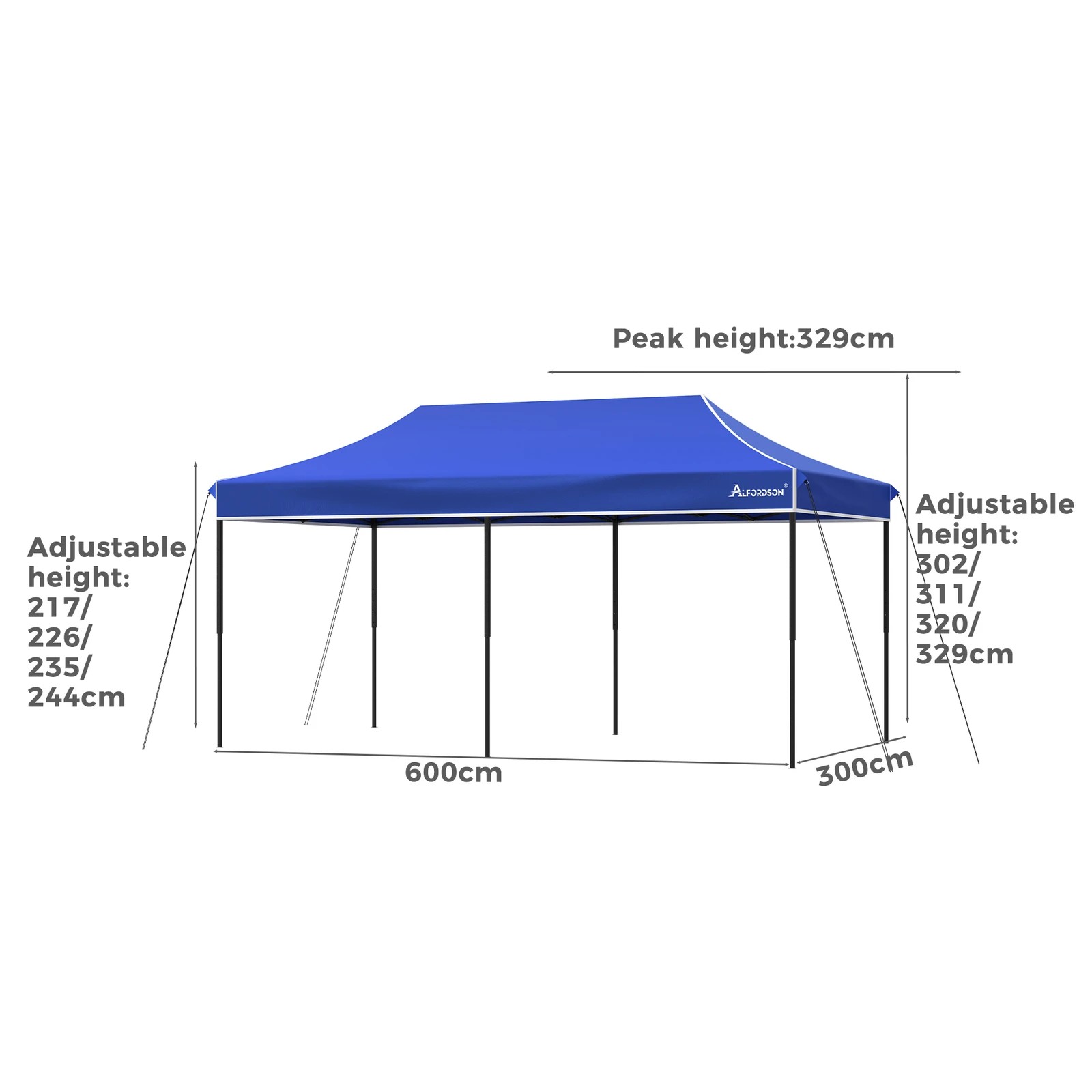 10 Alfordson Gazebo 6x3m Pop Up Marquee 600D Oxford Folding Outdoor Tent - Blue, 10 of 10