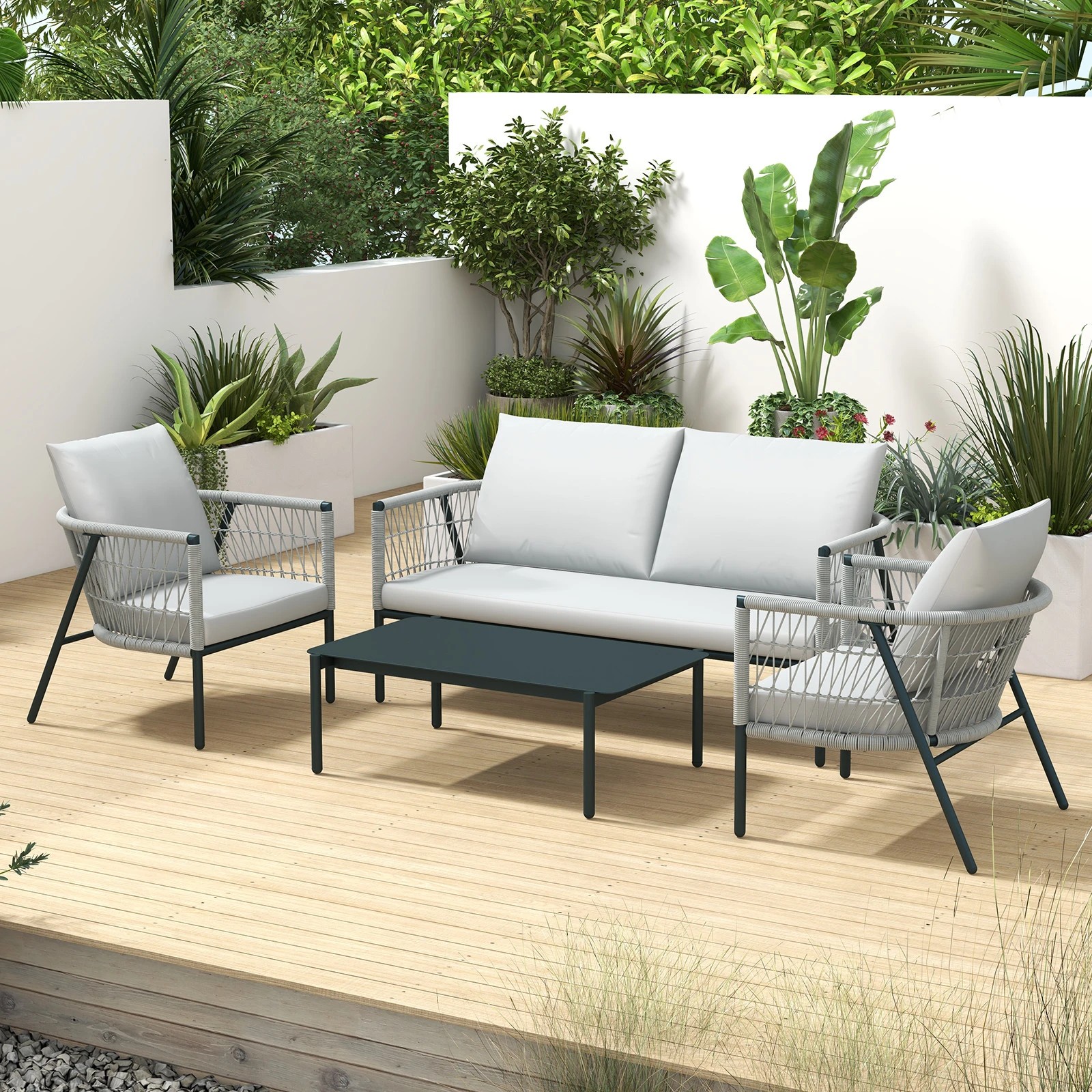 1 Arcadia Furniture 4 Piece Reims Ensemble Set Stylish Comfortable Durable Grey - Grey, 1 of 10