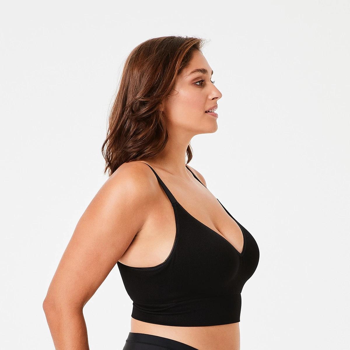 2 Full Figure Wirefree Seamfree T-Shirt Bra BLACK, 2 of 5