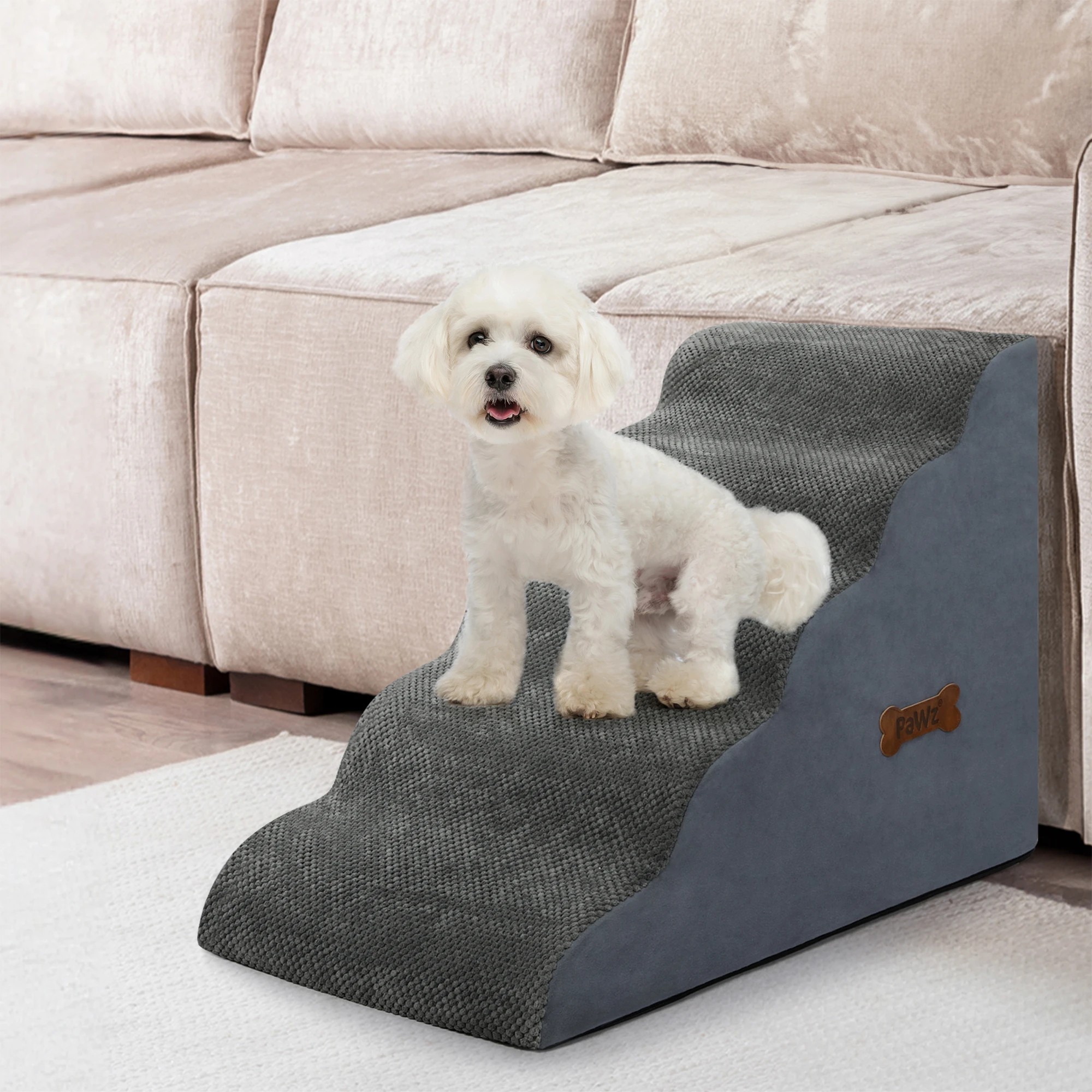 7 Pawz 5 Steps Pet Stairs Dog Ramp High Density Foam Non-Slip Ladder for Bed Sofa, 7 of 8