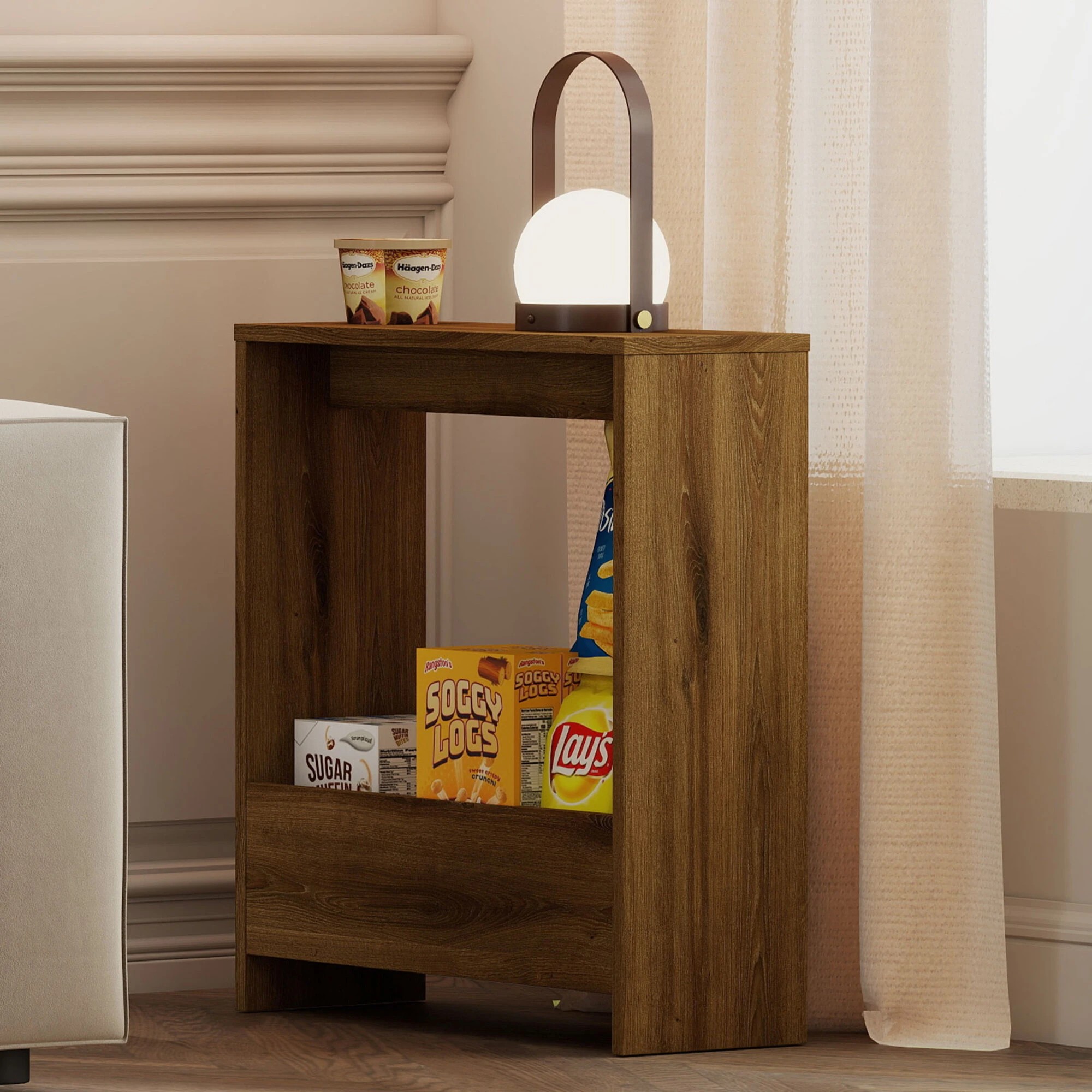 8 Levede Slim Side Table Two-Tier - Brown, 8 of 9