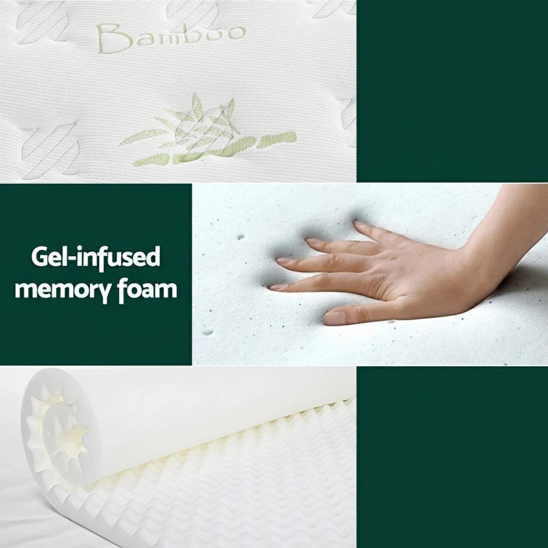 5 Giselle Mattress Cool Gel Foam 30cm King Single - King Single Bed - Grey, 5 of 7