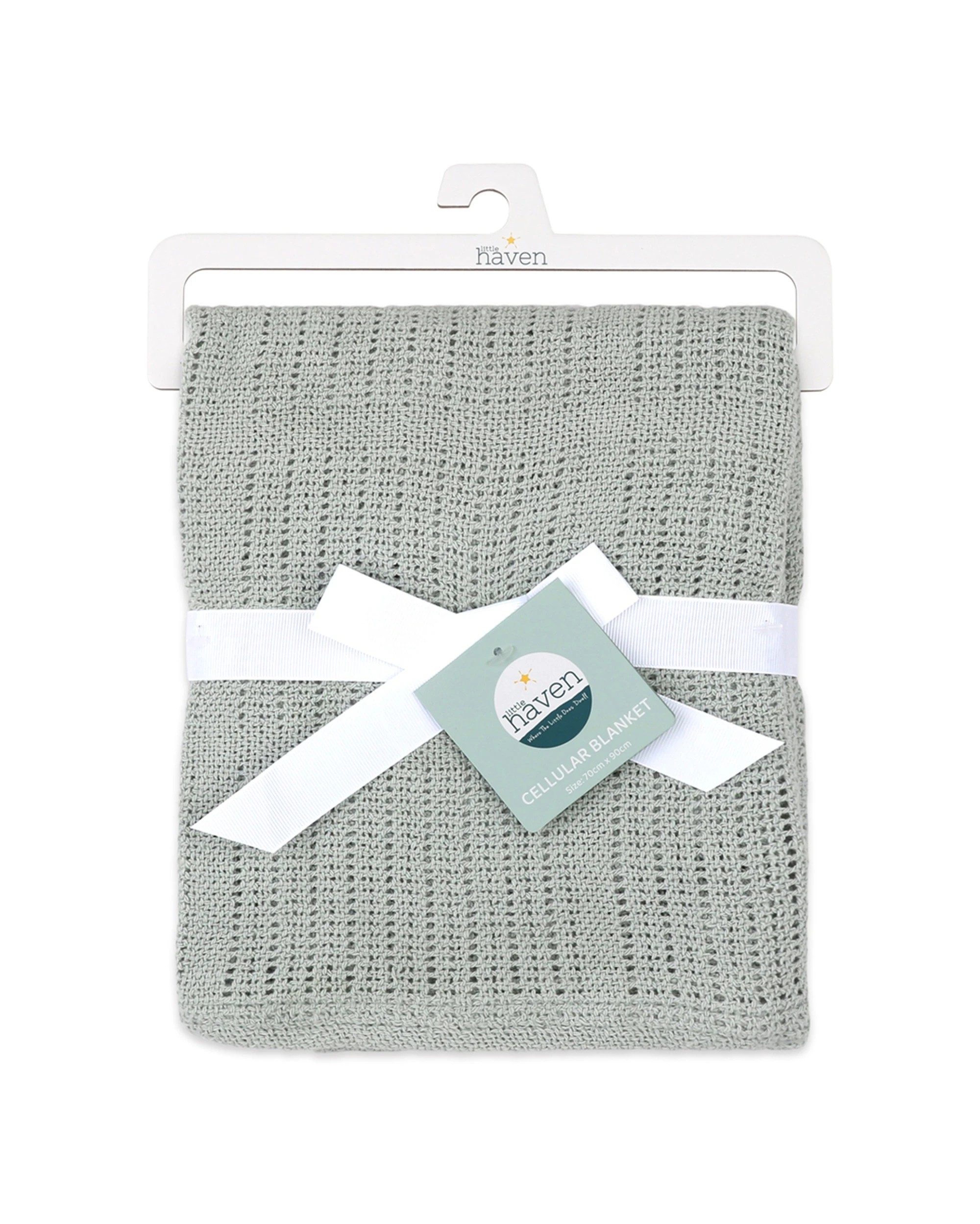 1 Little Haven Cellular Baby Blanket 100 Percent Cotton Soft And Breathable - Green, 1 of 3