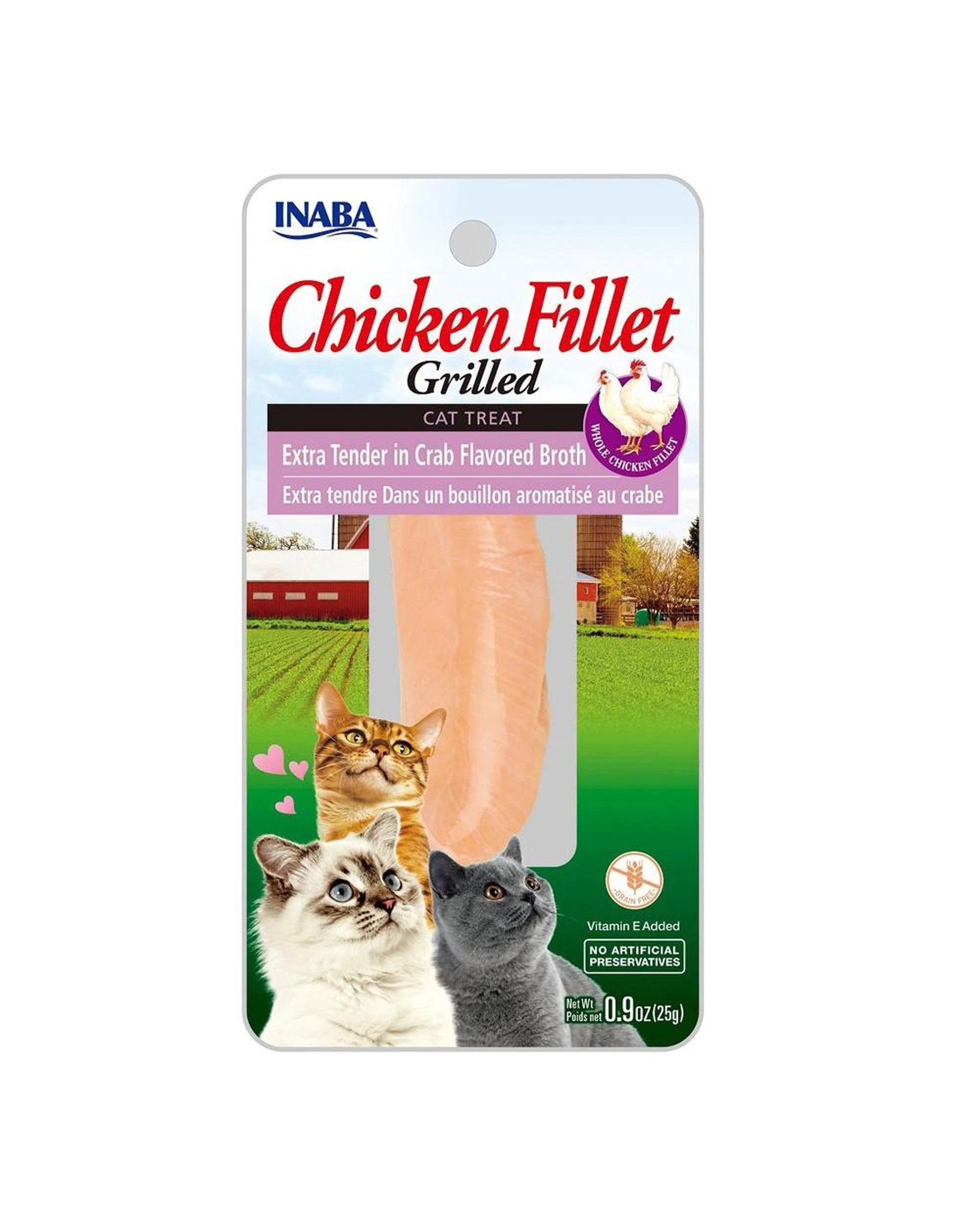 1 Inaba Chicken Fillet Grilled Cat Treat Extra Tender in Crab Broth 6 x 25g, 1 of 2