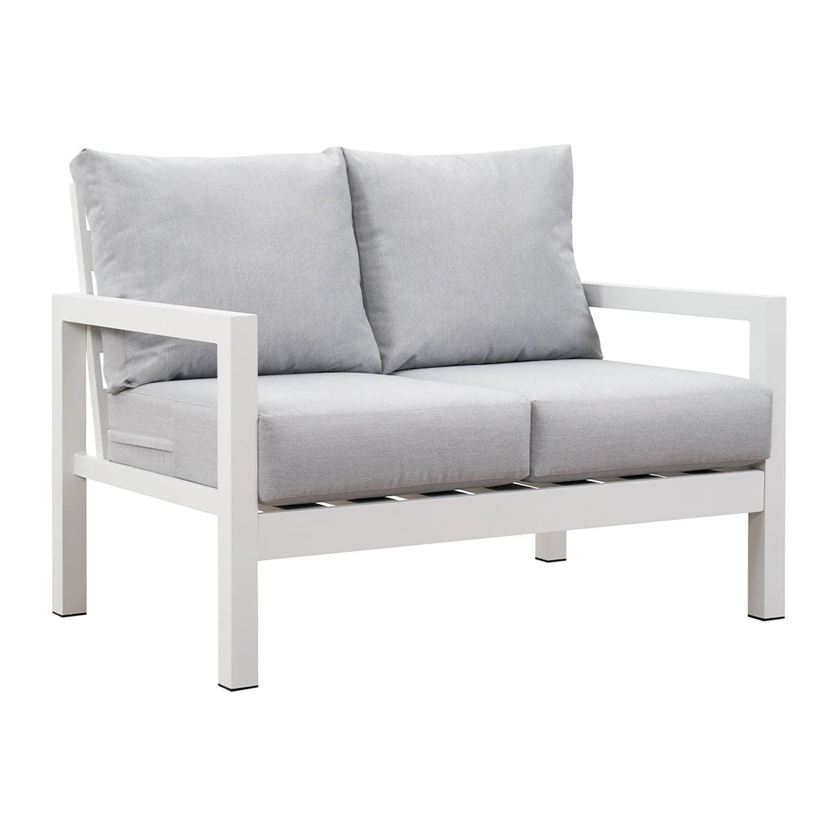 5 Moda Living Coogee 3+2 Seater Aluminium Sofa Lounge Set - Light Grey Cushion - White, 5 of 8