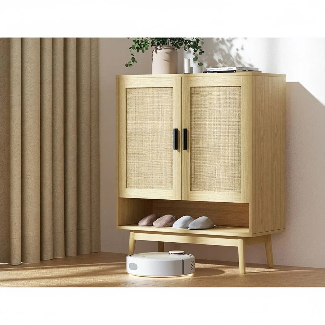 4 Artiss Shoe Rack Cabinet Rattan 5-tier 20 Pairs Dani - Natural, 4 of 4