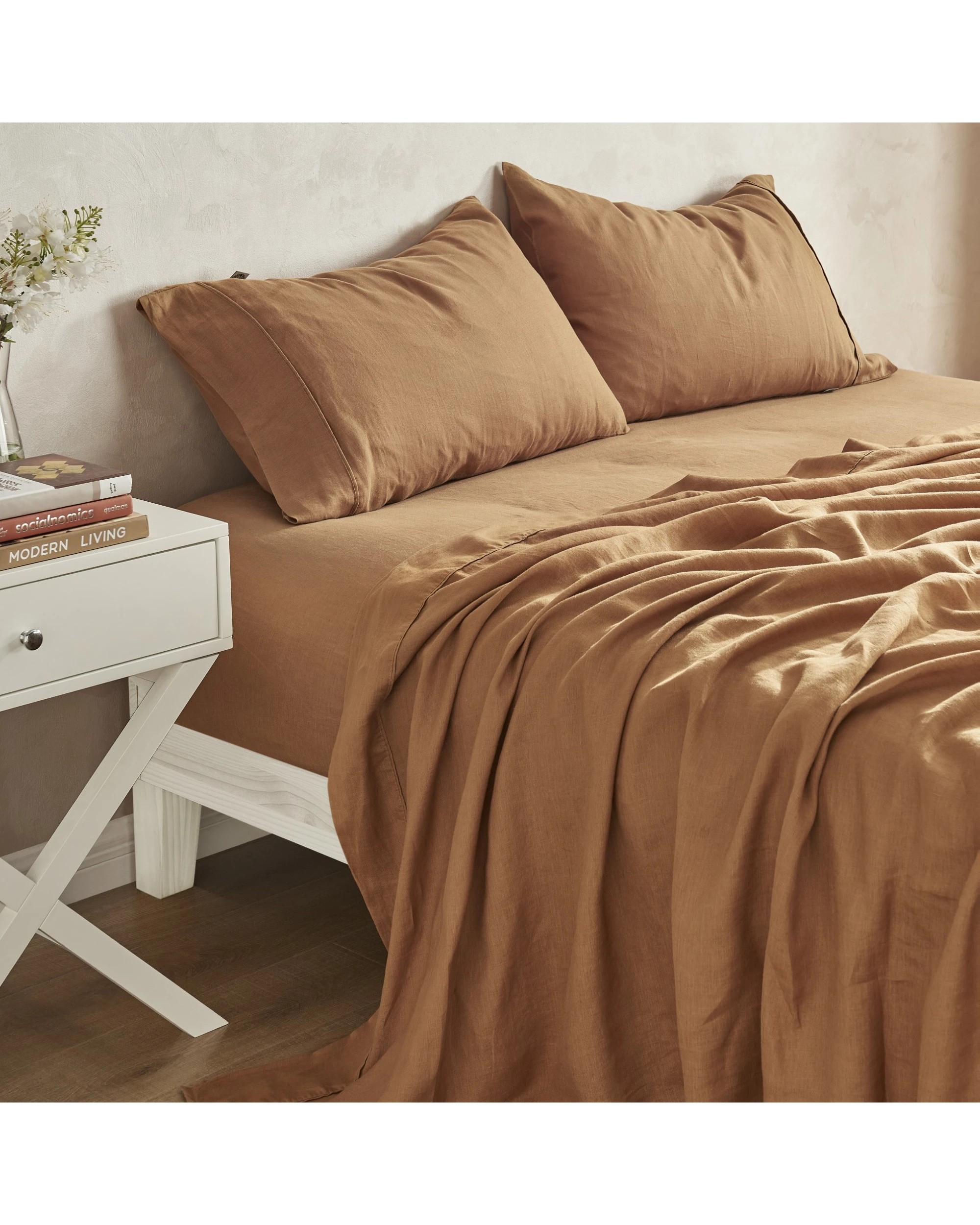 2 Natural Home 100% European Flax Linen Sheet Set - Single Bed - Rust, 2 of 7