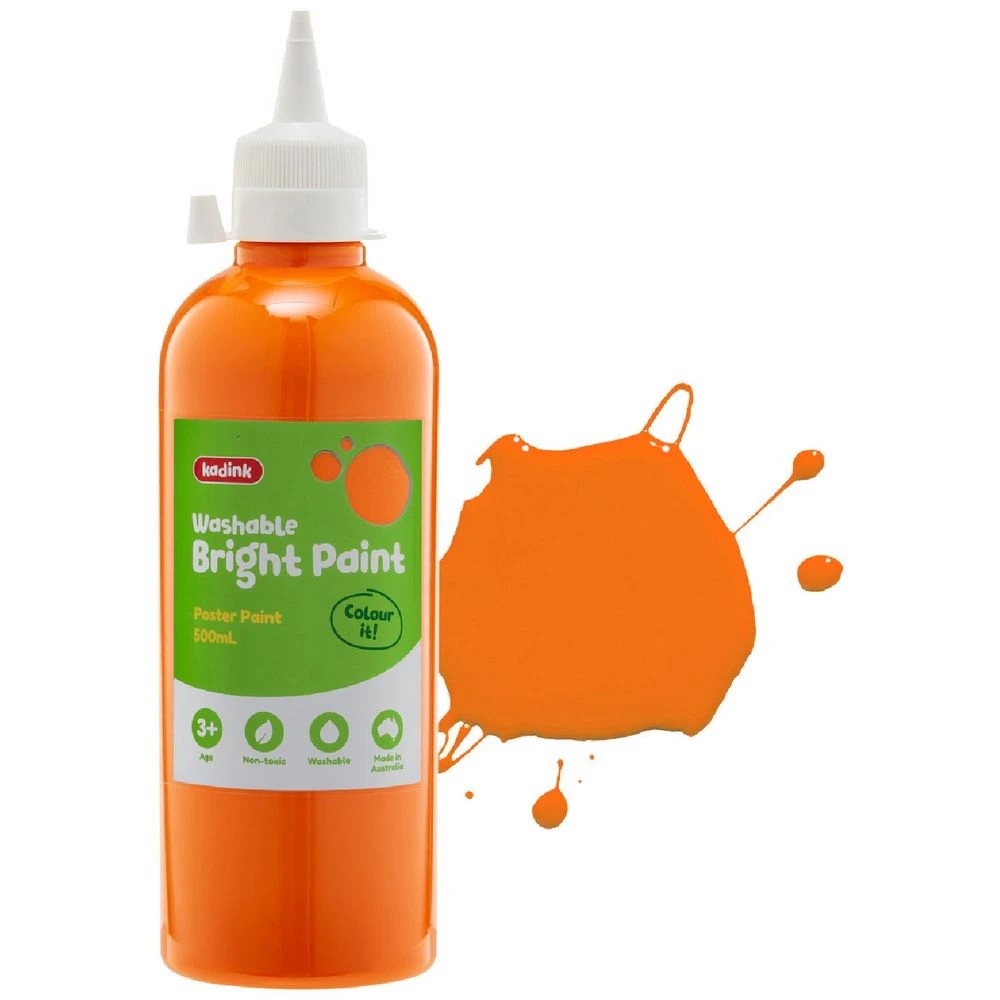 1 Kadink Washable Bright Poster Paint 500mL Orange, 1 of 2