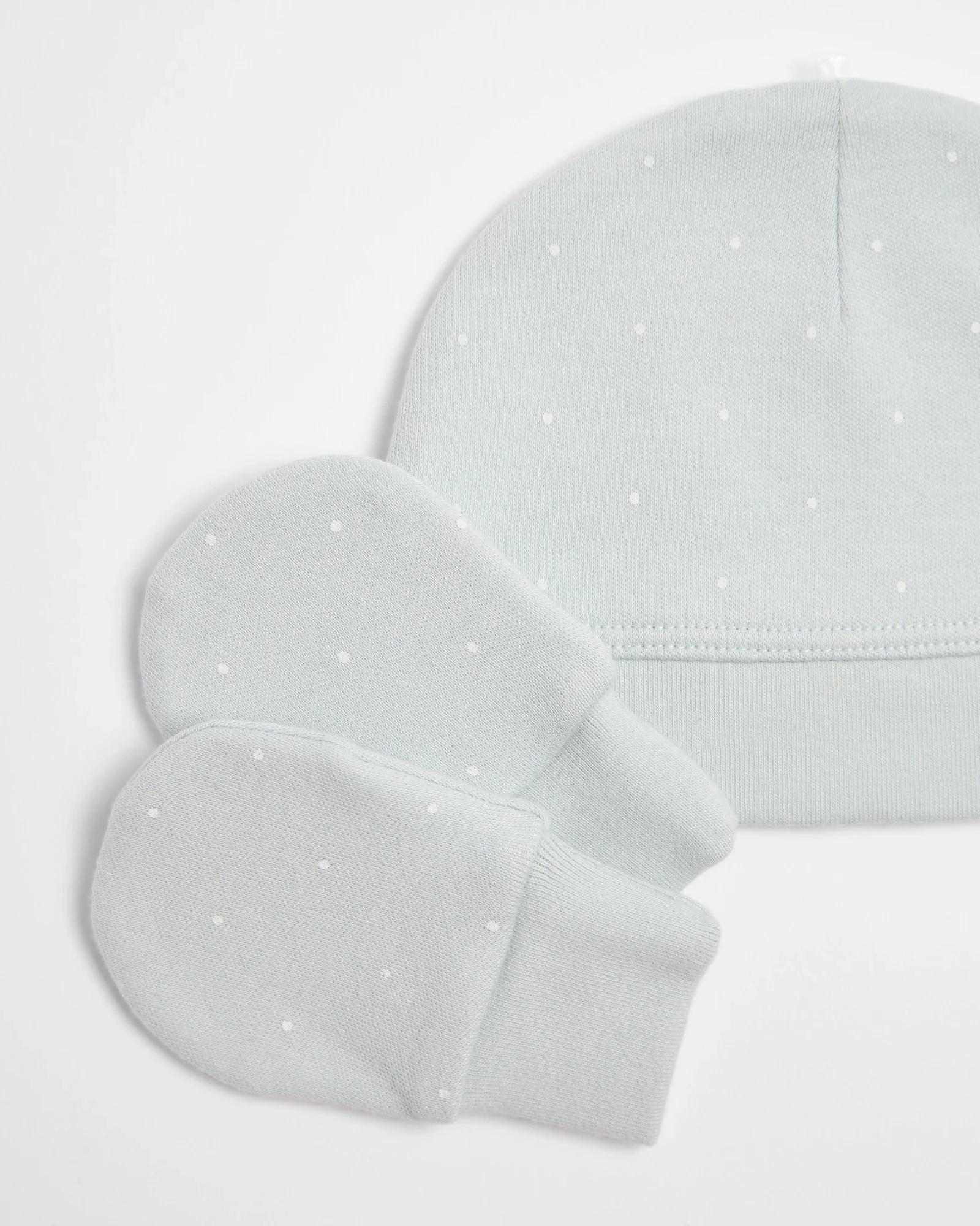 2 Target Baby Baby Organic Cotton Unisex Beanie & Mitten Set BLUE SPOT, 2 of 2