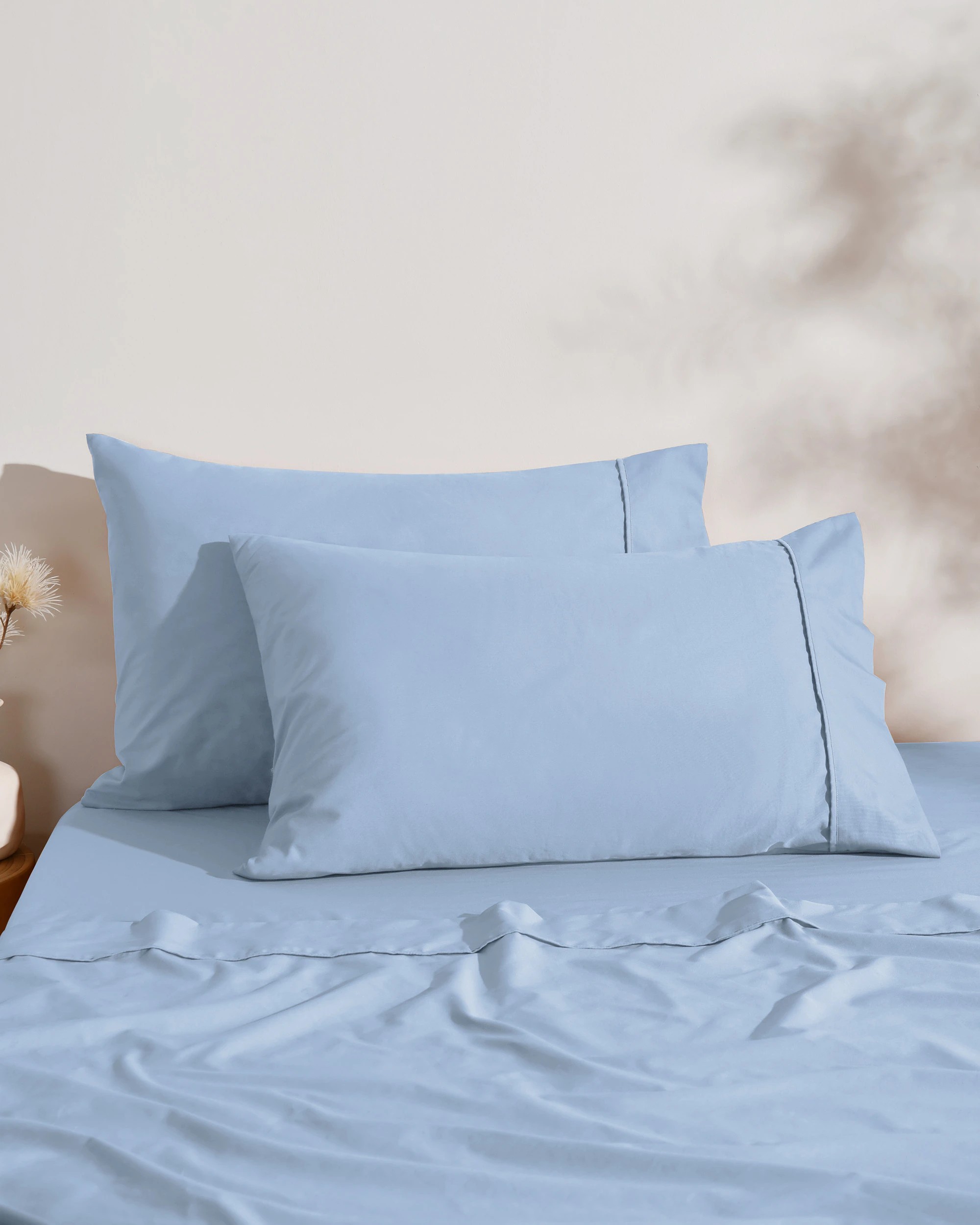 1 Dreamaker 250TC Cotton & Recycled Polyester Blend Standard Pillowcase Twin Pack - Pale Blue, 1 of 5
