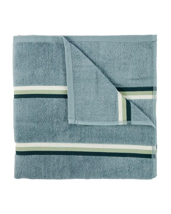 Stripe Reversible Cotton Bath Towel - Blue
