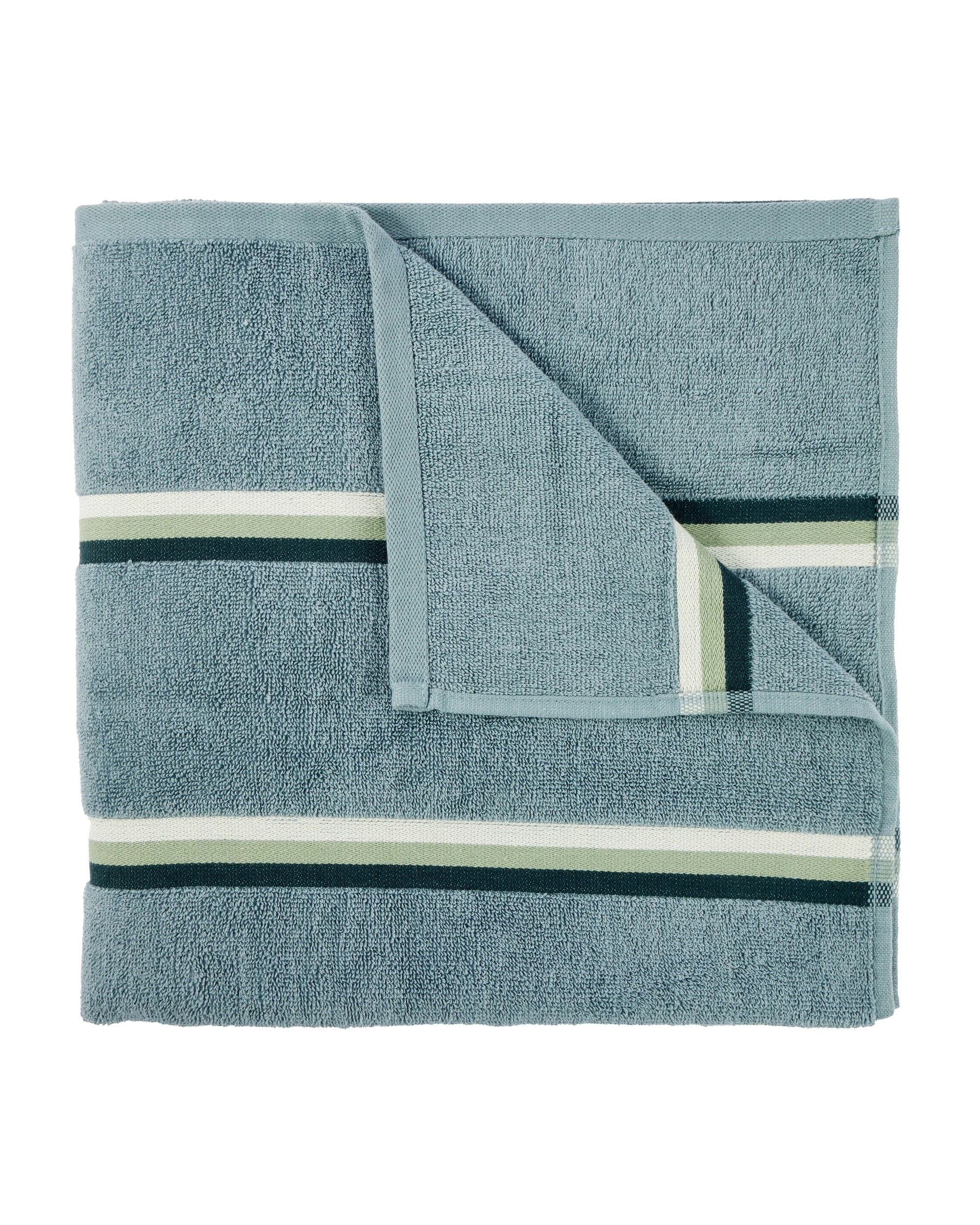 1 Stripe Reversible Cotton Bath Towel - Blue, 1 of 5