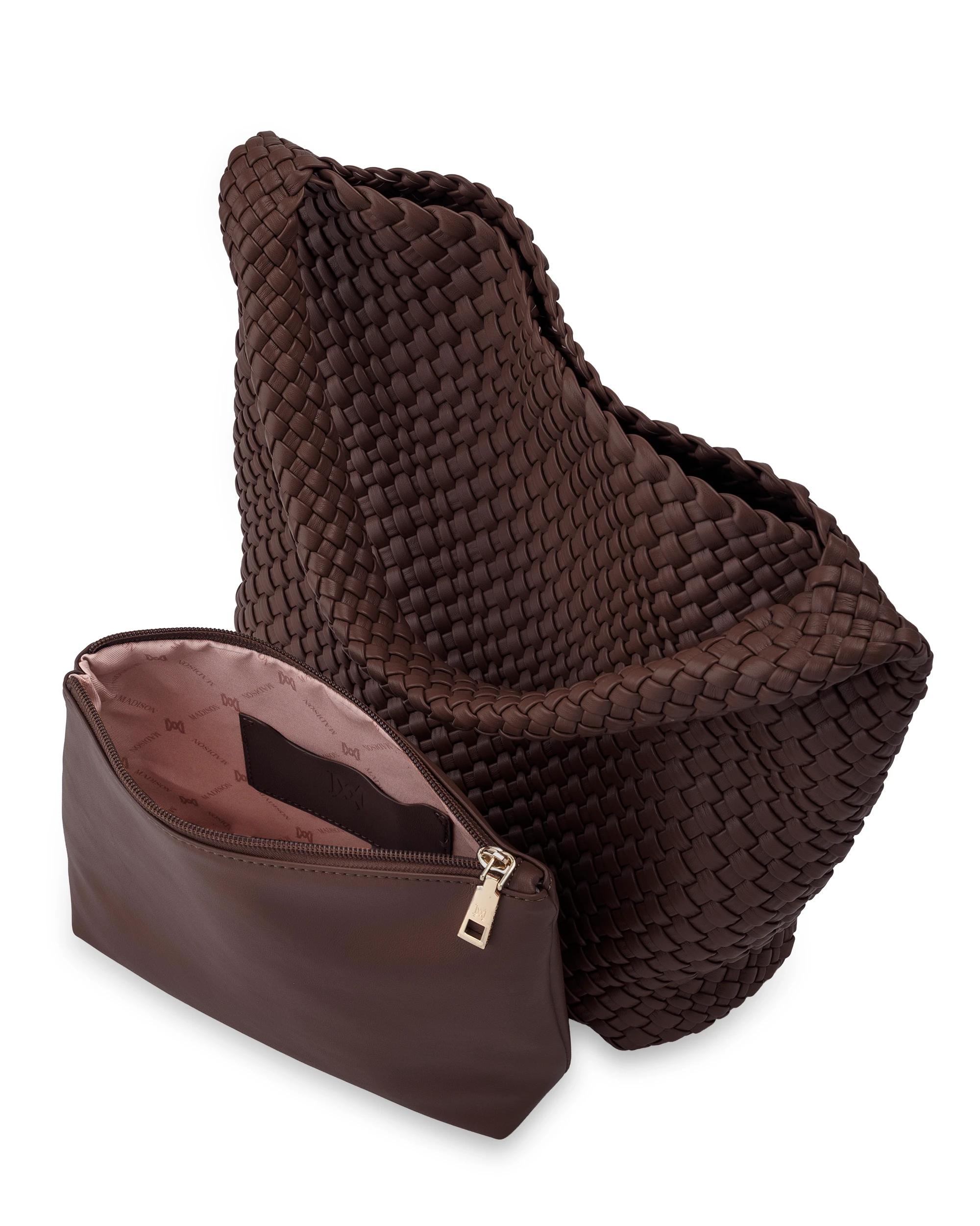 5 Madison Accessories Lydia Weave Large Hobo CHOCOLATE, 5 of 6